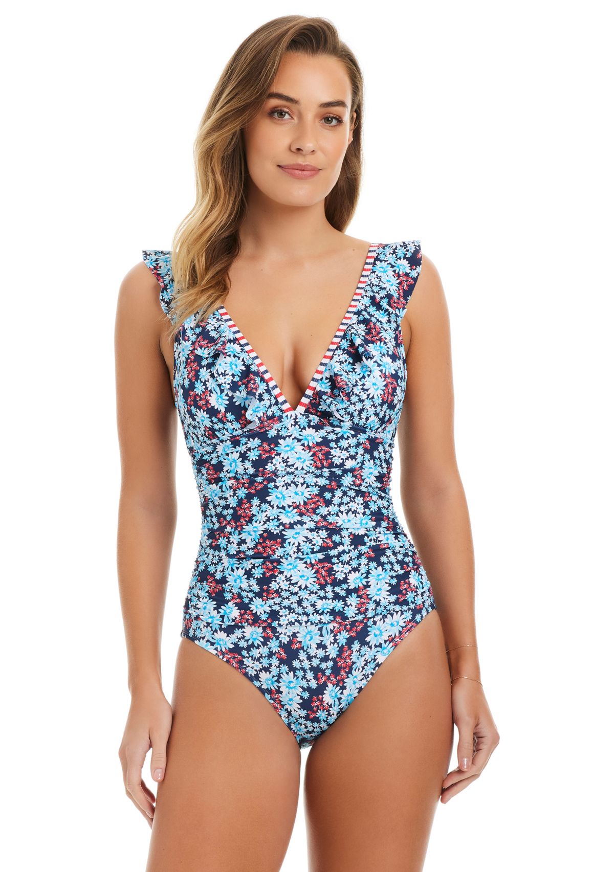 Garden Party Ruffle Neck One Piece Swimsuit