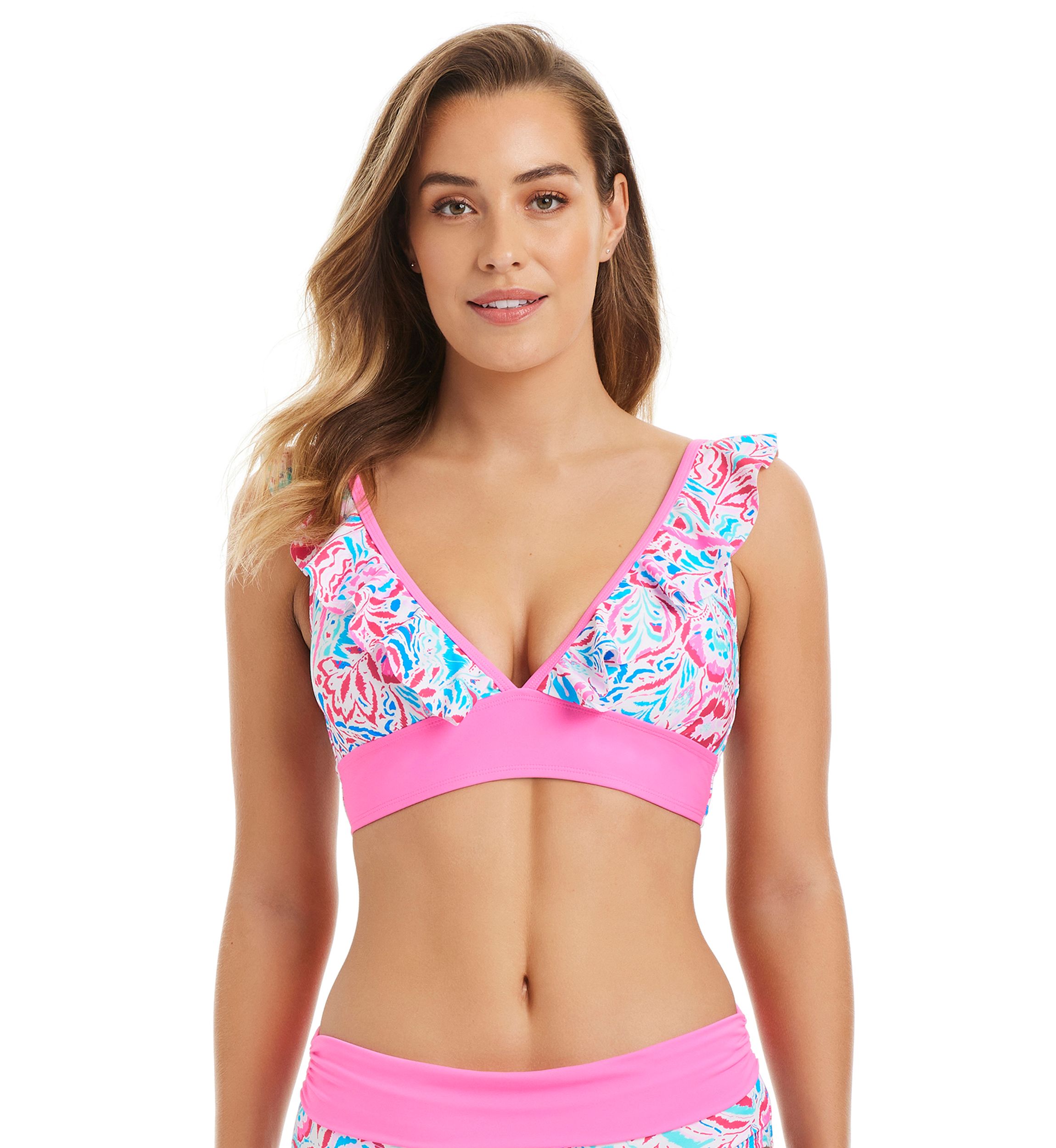Superbloom Ruffle Neck Bra Swim Top