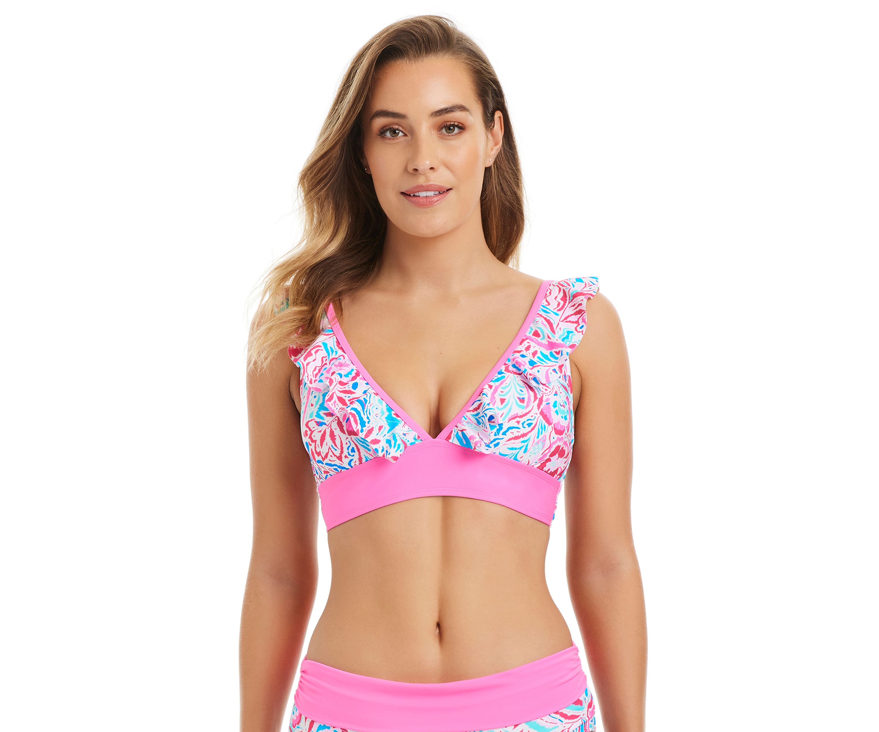 Superbloom Ruffle Neck Bra Swim Top