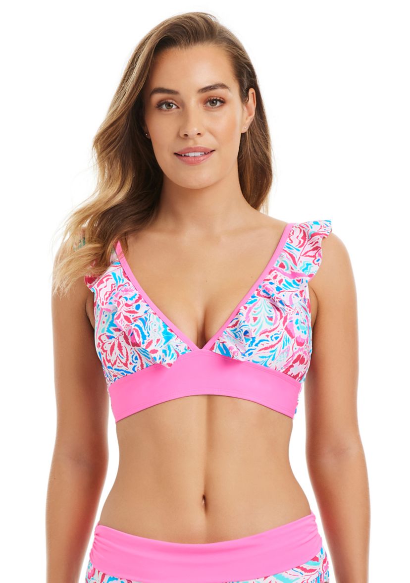 Superbloom Ruffle Neck Bra Swim Top