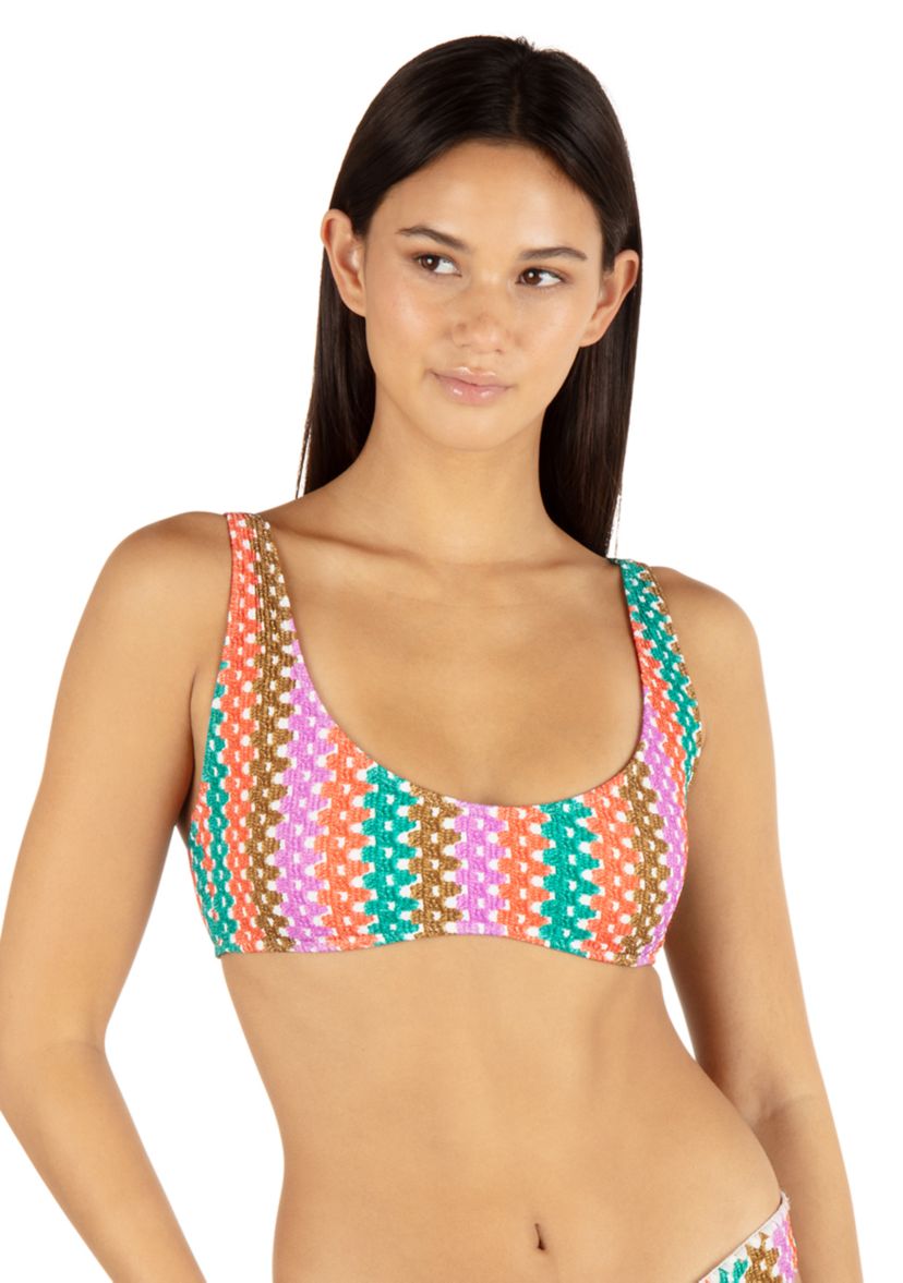 Printed Stripe Crochet Scrunch Swim Bralette