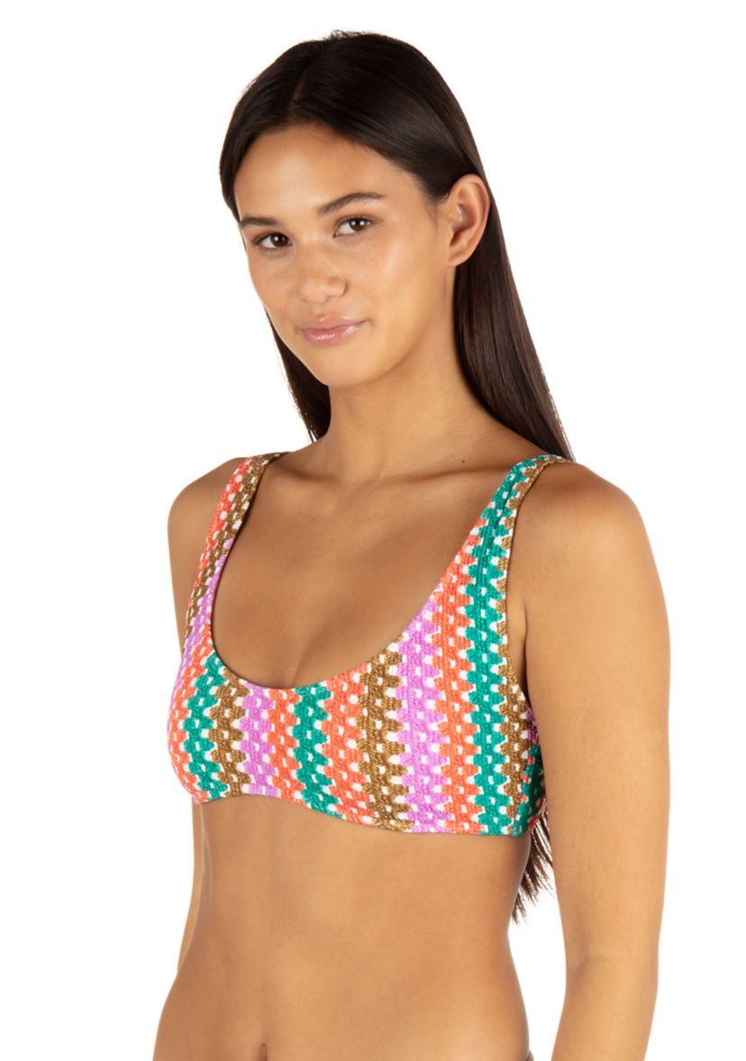 Printed Stripe Crochet Scrunch Swim Bralette