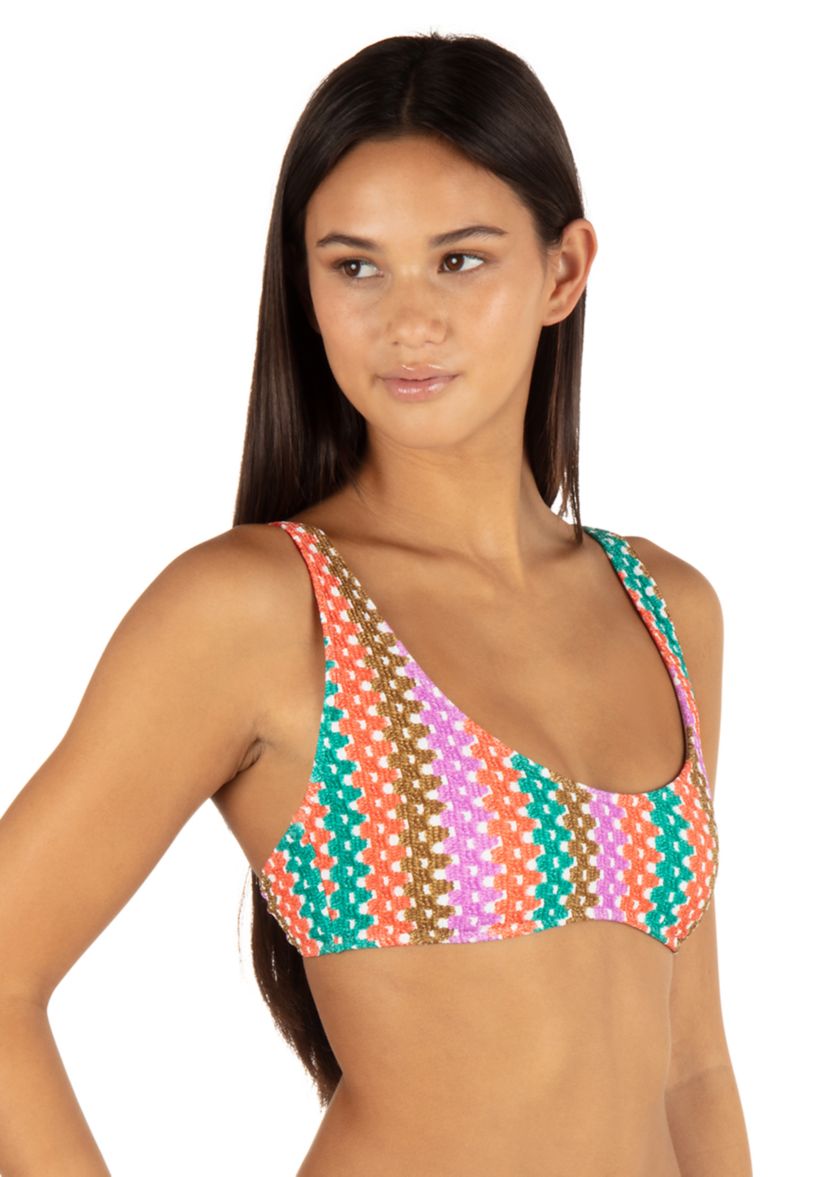 Printed Stripe Crochet Scrunch Swim Bralette