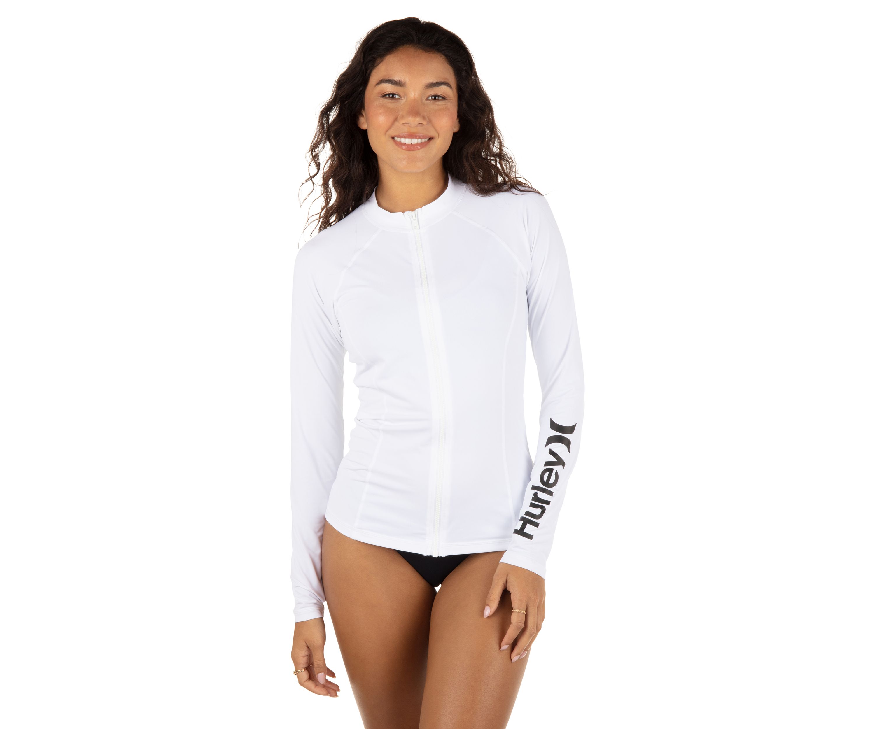 Womens Long Sleeve Zip Rashguard Top