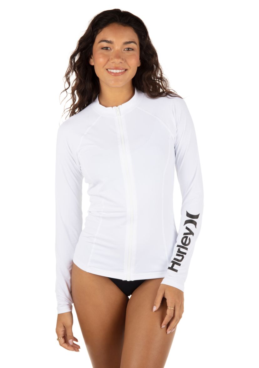 Womens Long Sleeve Zip Rashguard Top