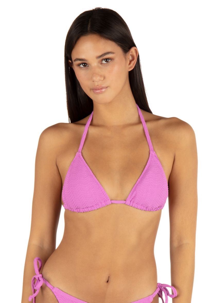 Solid Wave Textured Triangle Swim Bikini Top 