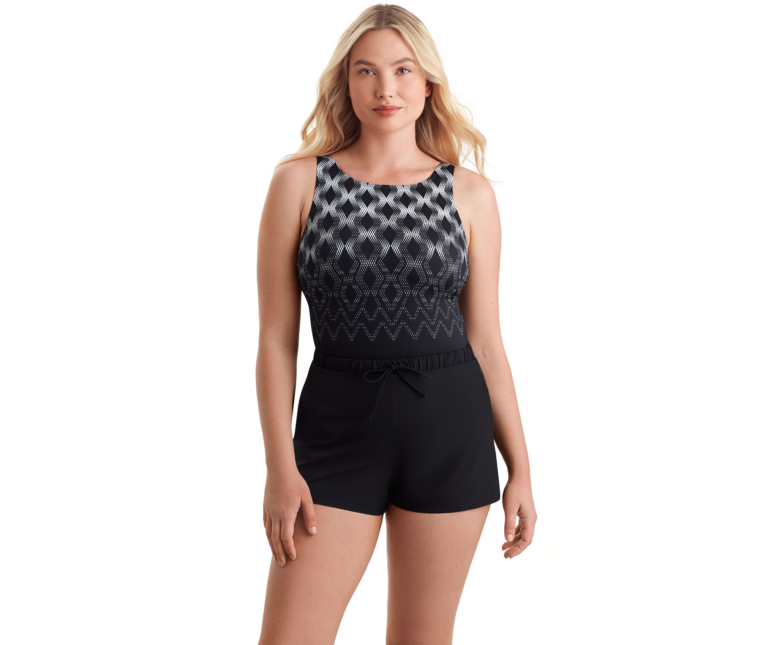 Linked Up Scoop Neck Runaround Swim Romper