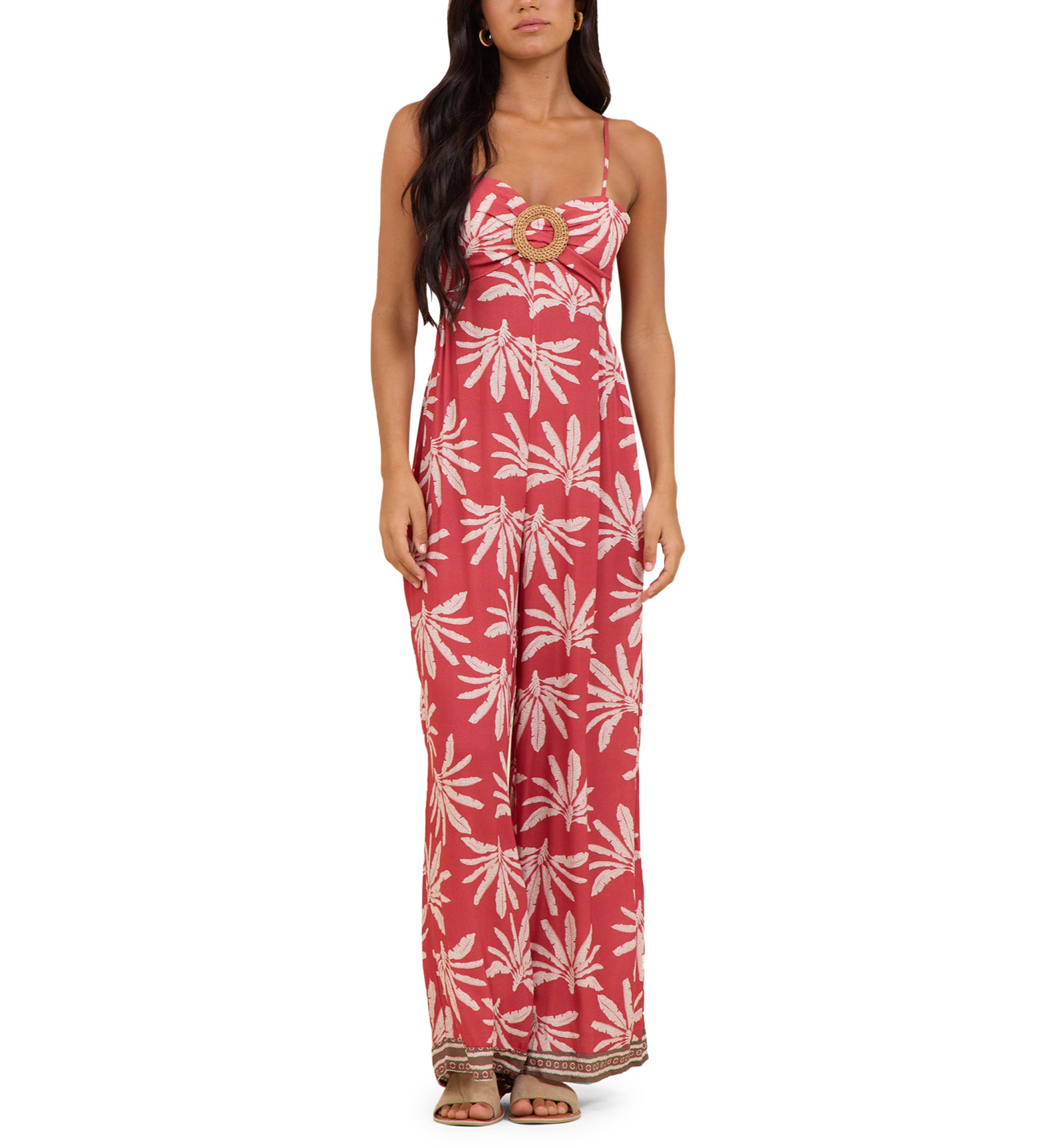 Surf Gypsy Women's Sleeveless Palm Island Printed Crepe Dress, Small