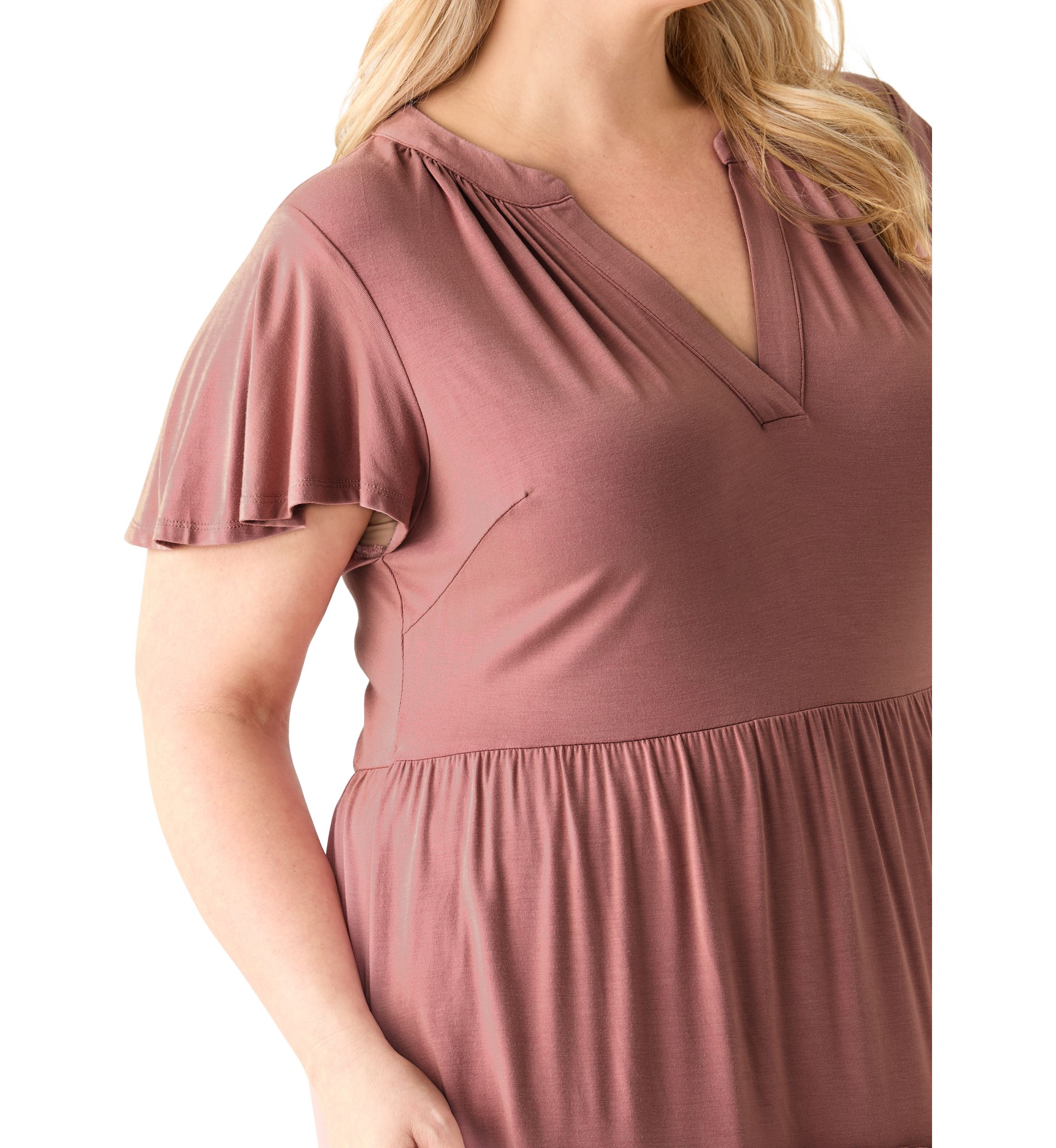 Plus Size Flutter Sleeve Tiered Knit Dress