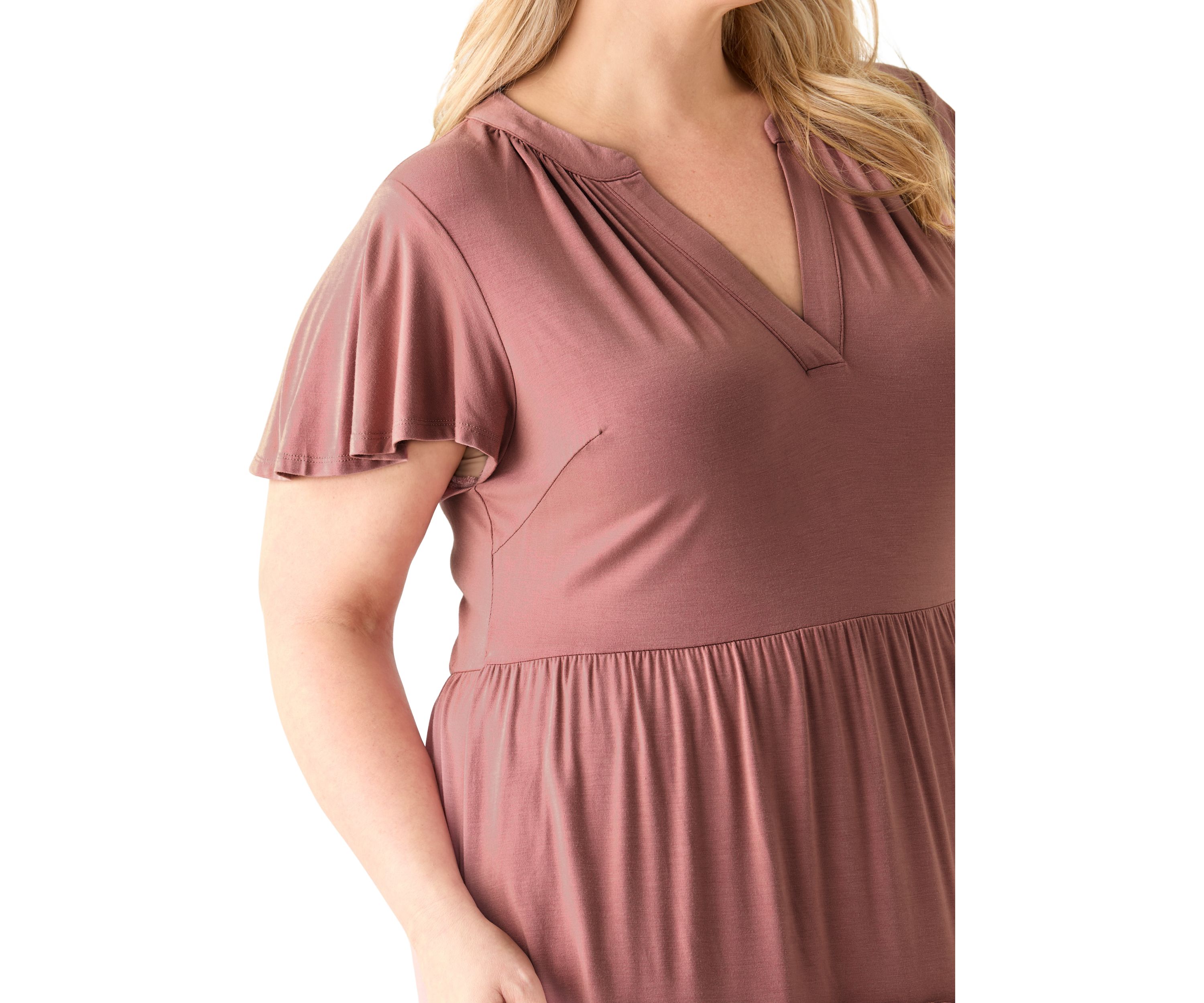 Plus Size Flutter Sleeve Tiered Knit Dress