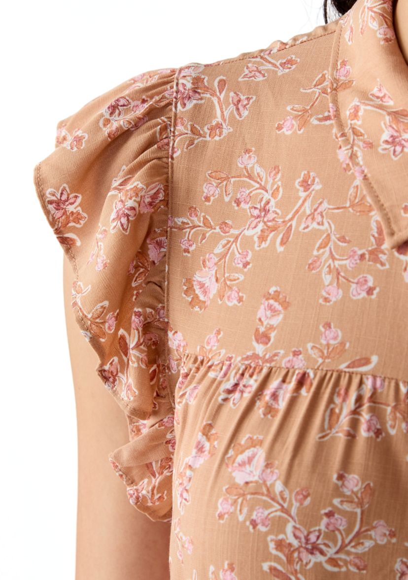 Plus Size Short Sleeve Tiered Woven Shirtdress