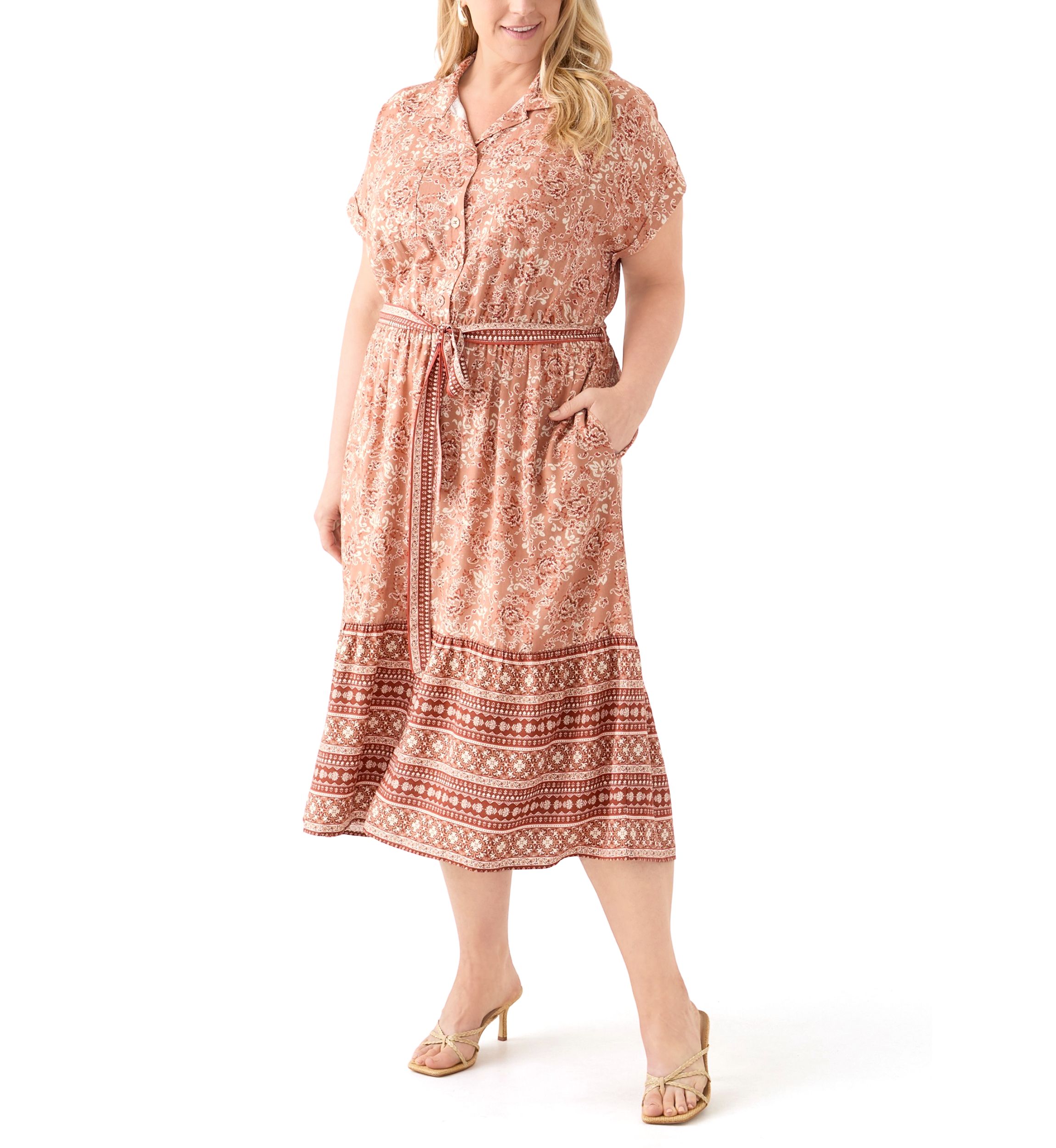 Plus Size Printed Shirt Dress