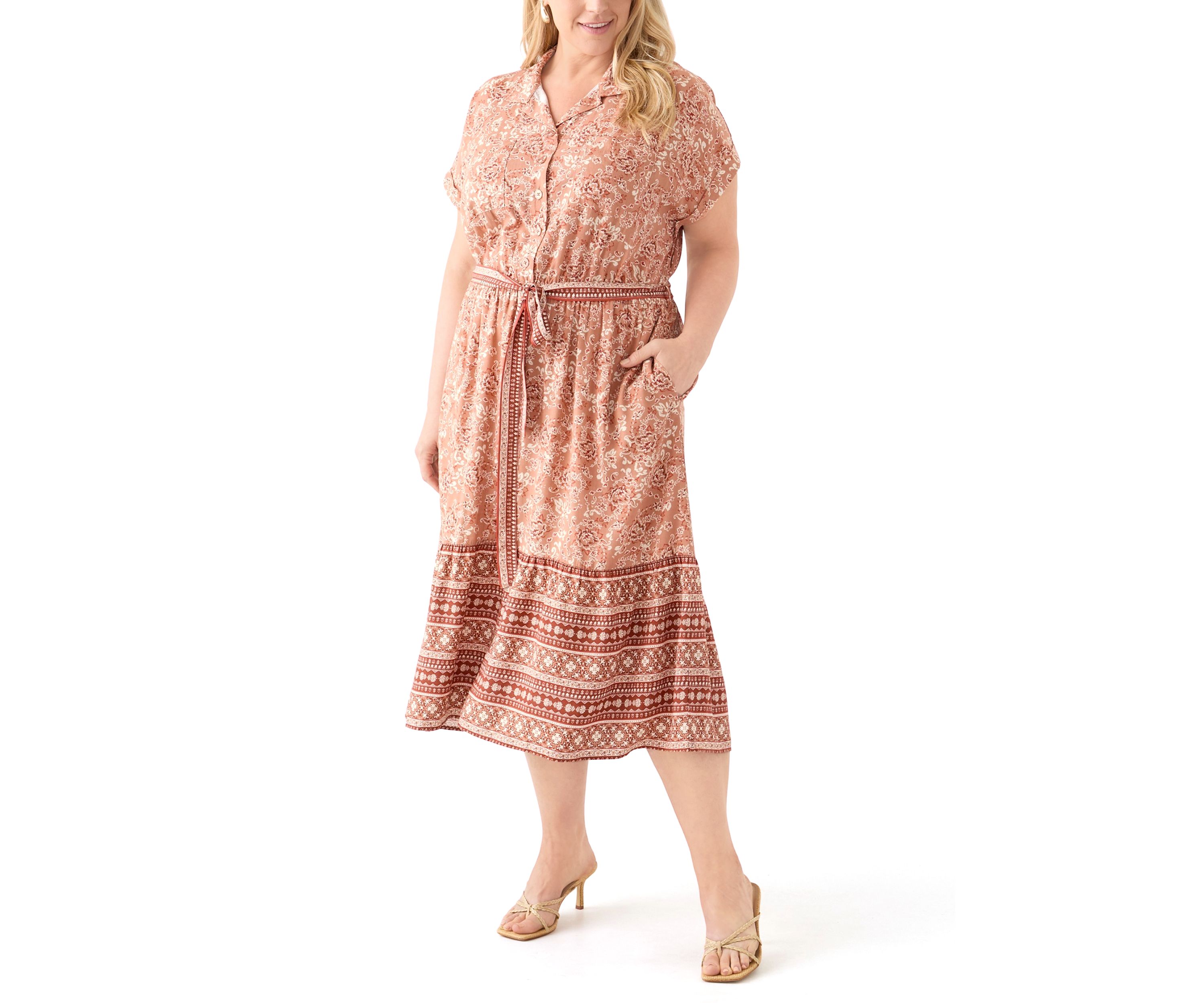 Plus Size Printed Shirt Dress