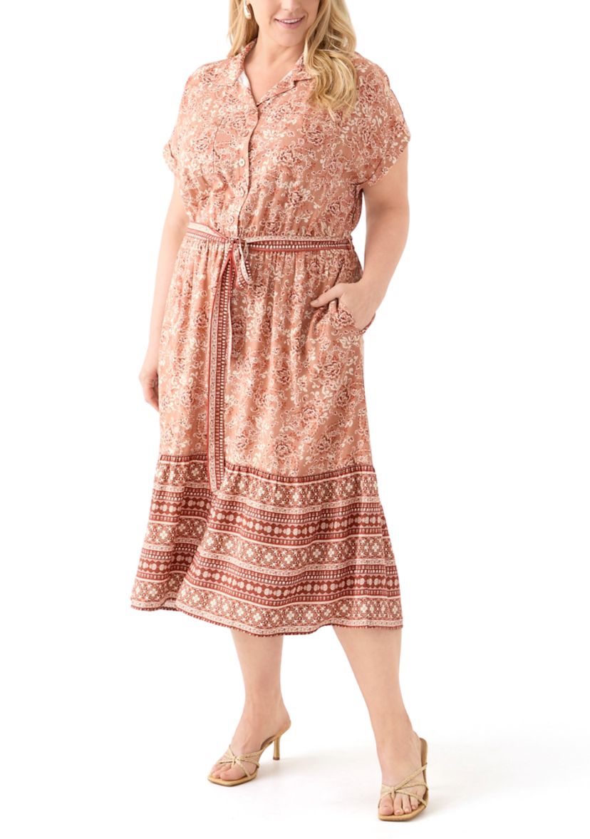 Plus Size Printed Shirt Dress