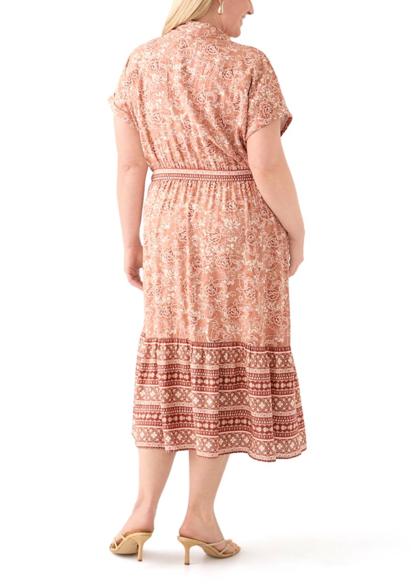 Plus Size Printed Shirt Dress