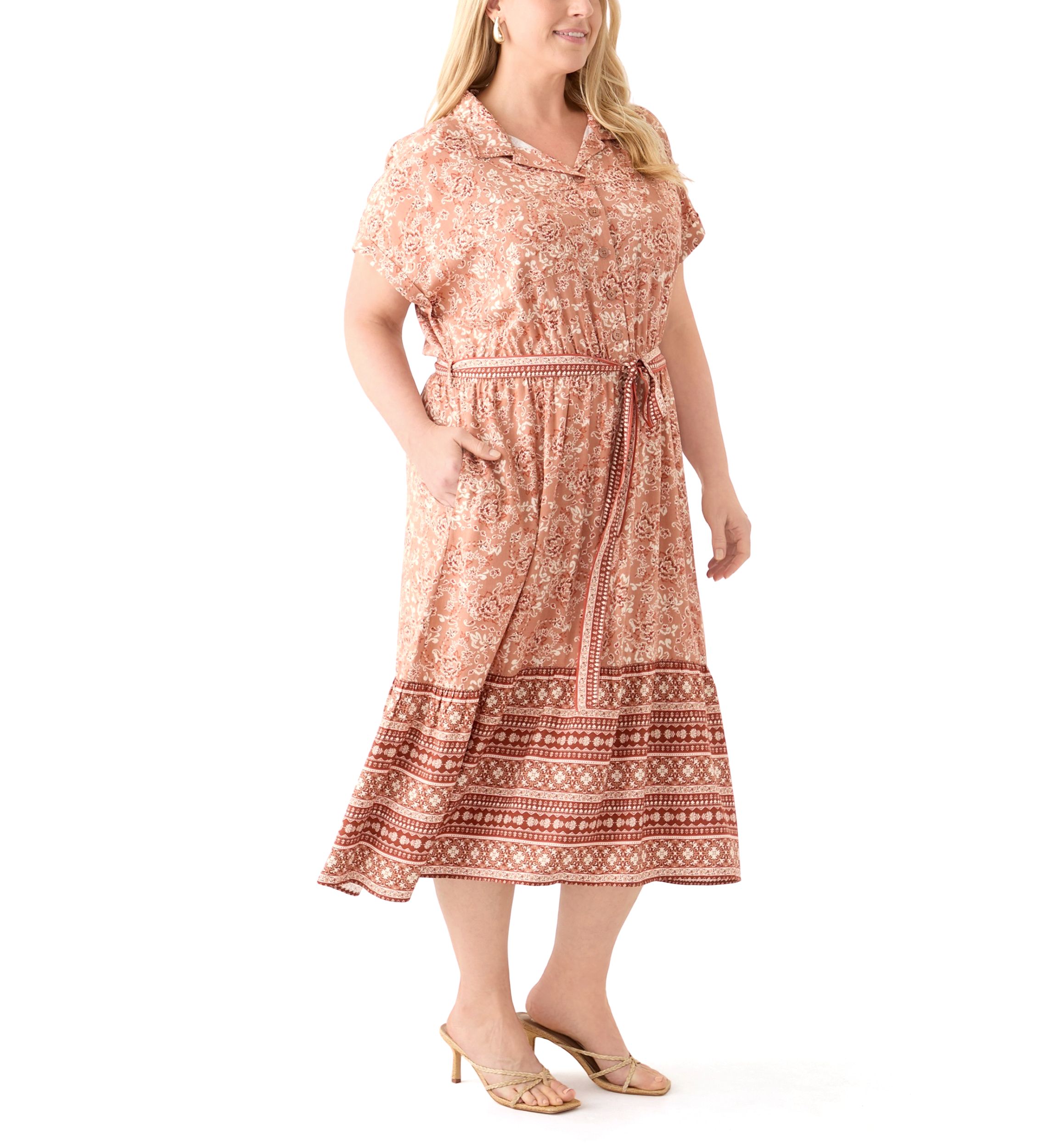 Plus Size Printed Shirt Dress