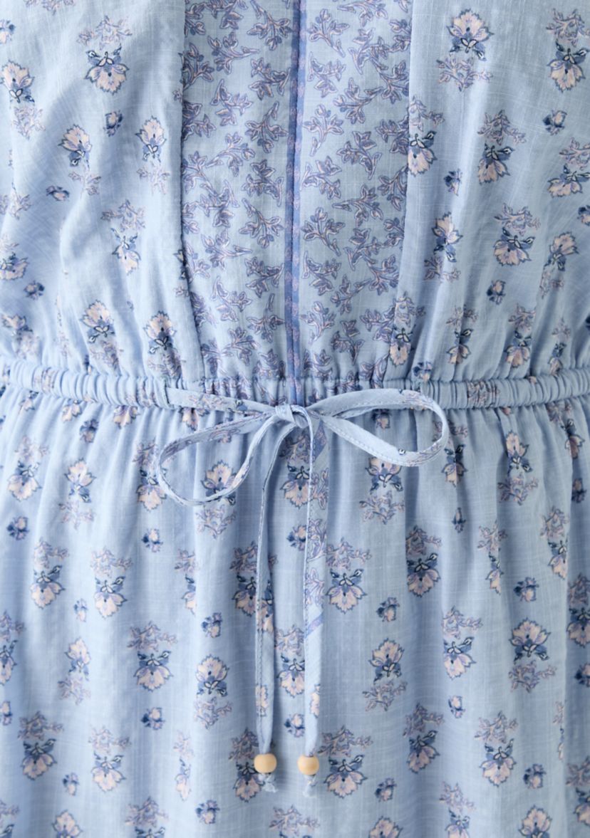 Plus Size Flutter Sleeve Twin Print Tiered Midi Dress
