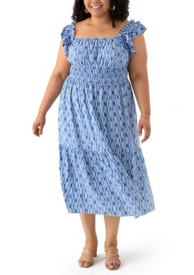 Lucky Brand Women's Plus Size Sleeveless Maxi Dress, Blue 1X – 70% Off
