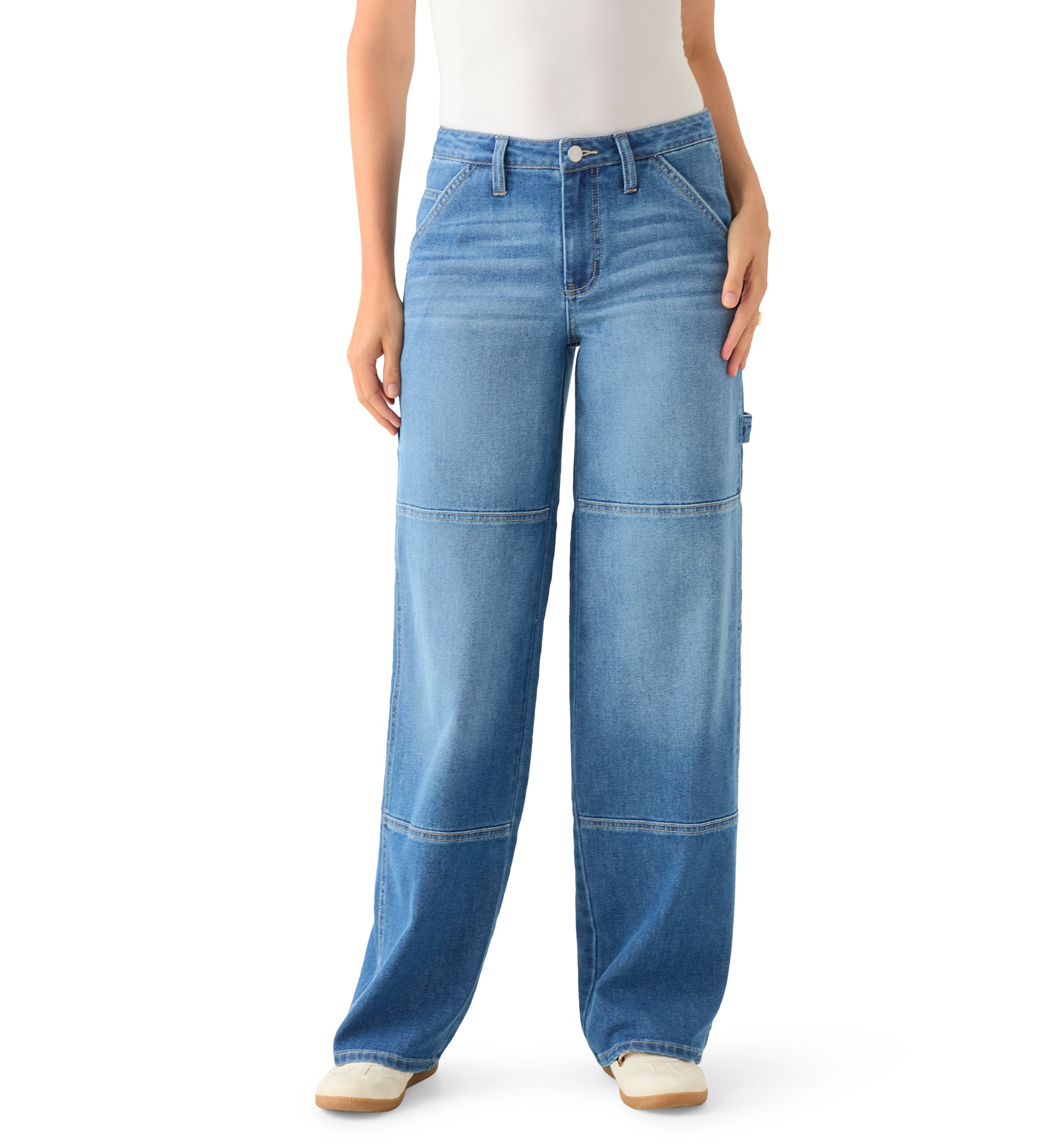 Womens Baggy Seam Front Utility Jeans