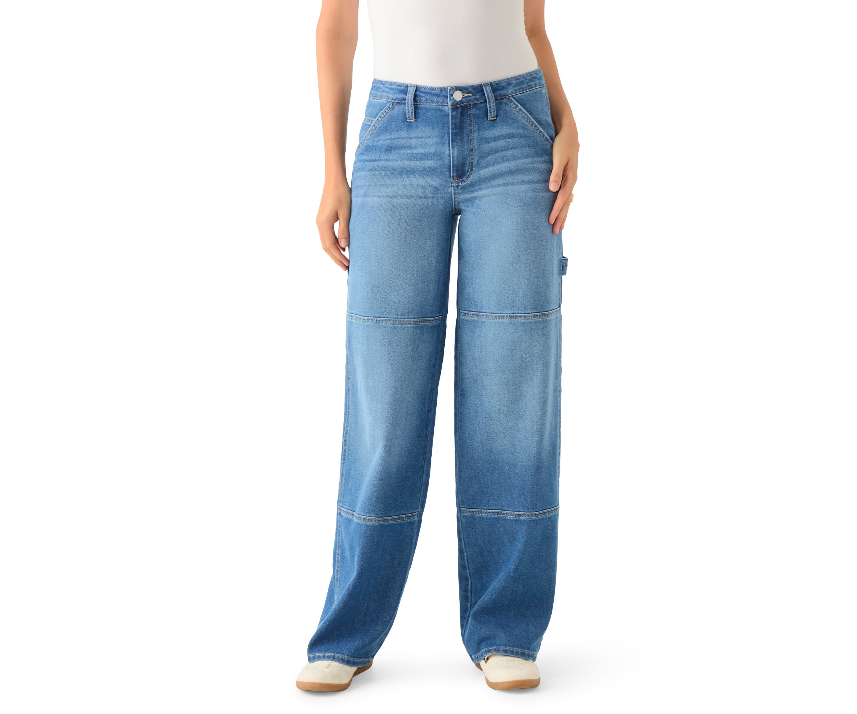 Womens Baggy Seam Front Utility Jeans