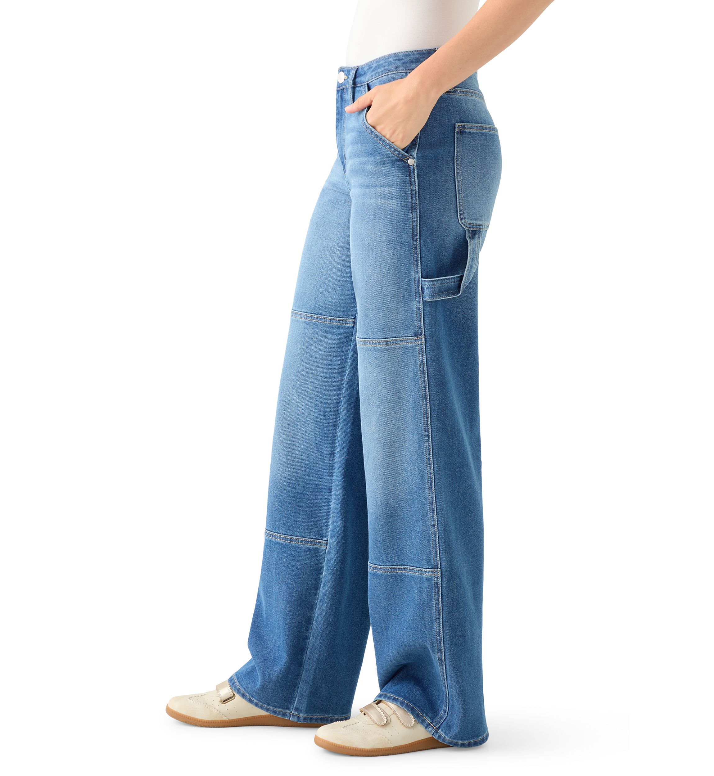 Womens Baggy Seam Front Utility Jeans