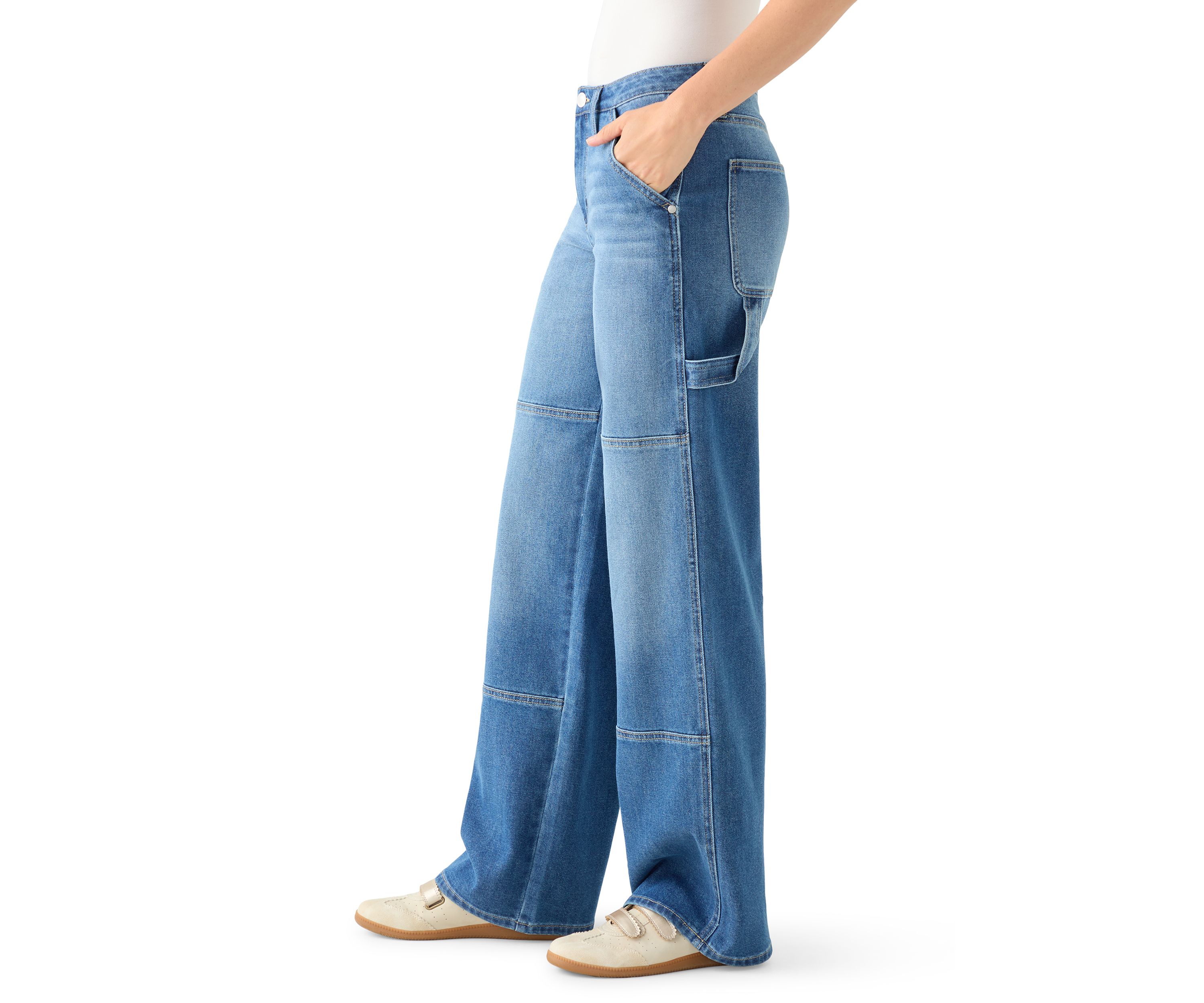 Womens Baggy Seam Front Utility Jeans