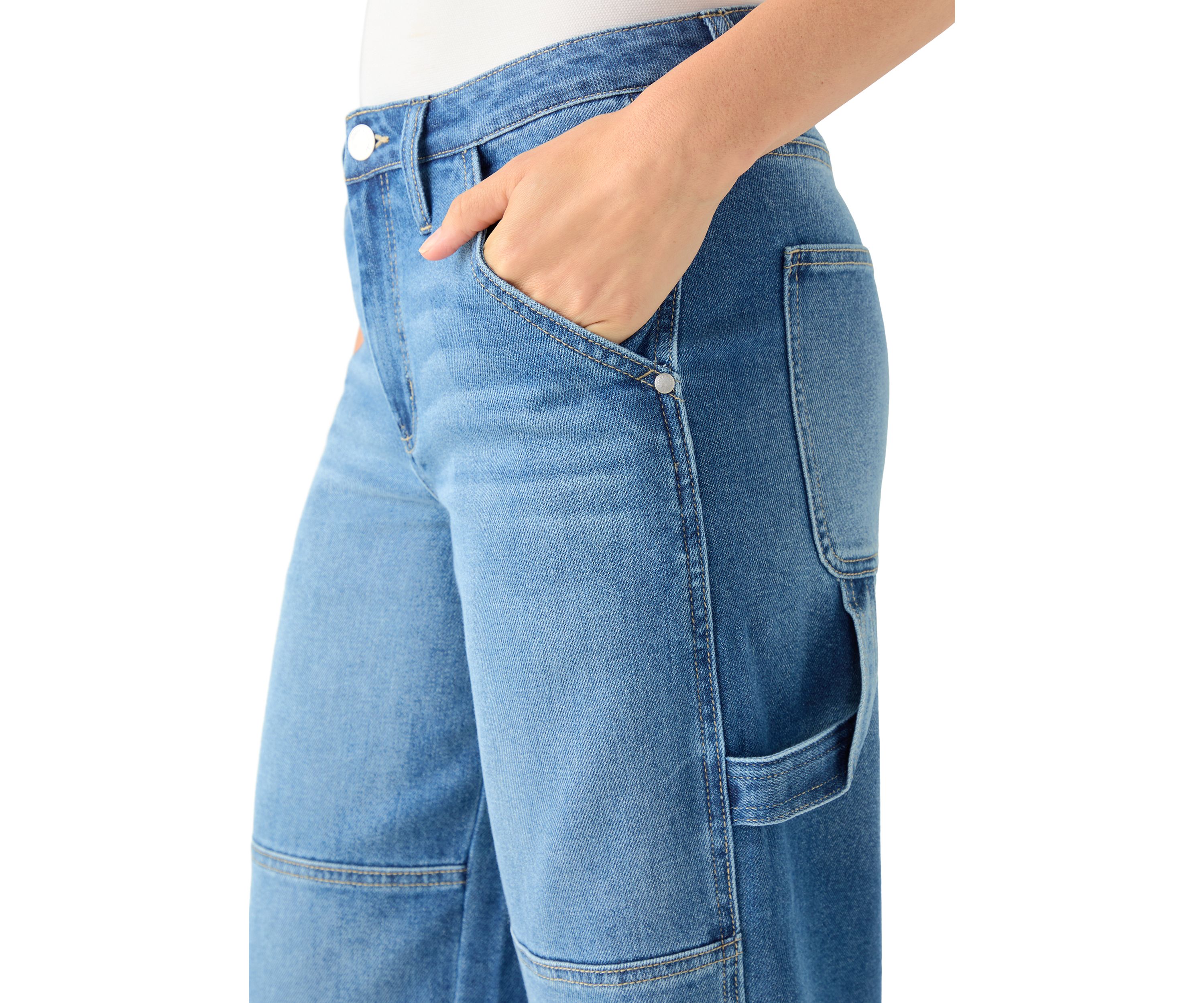 Womens Baggy Seam Front Utility Jeans