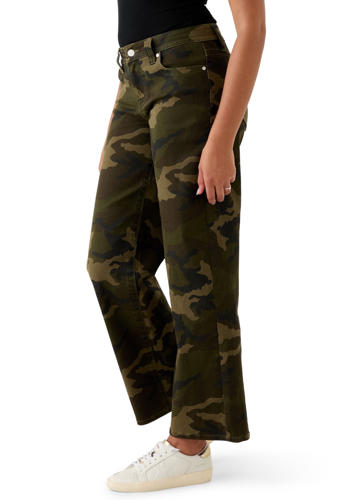 Womens Low Rise Baggy Pants with Belt Loops