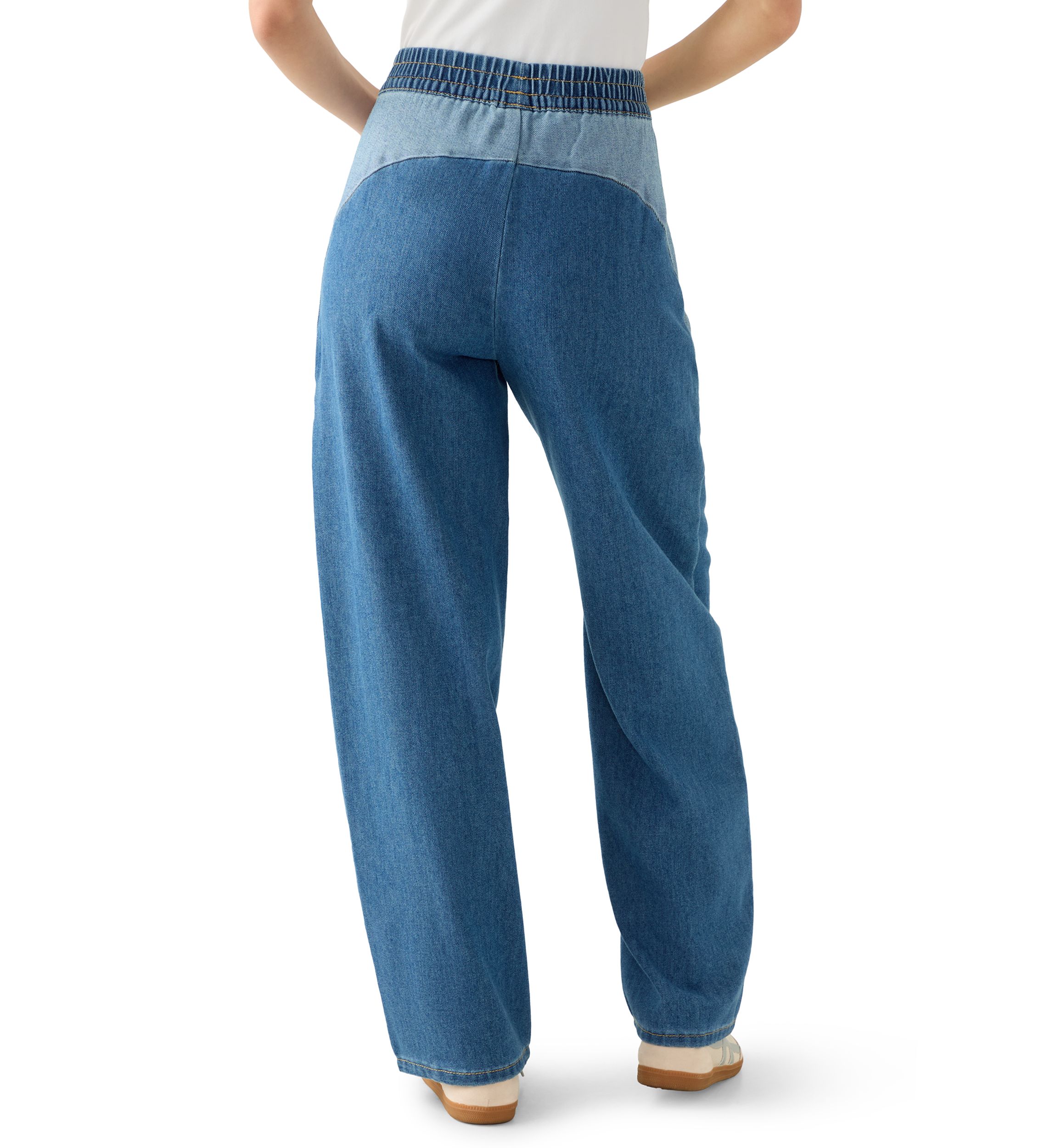 Womens Curved Yoke Wrap Around Stripe Track Pants