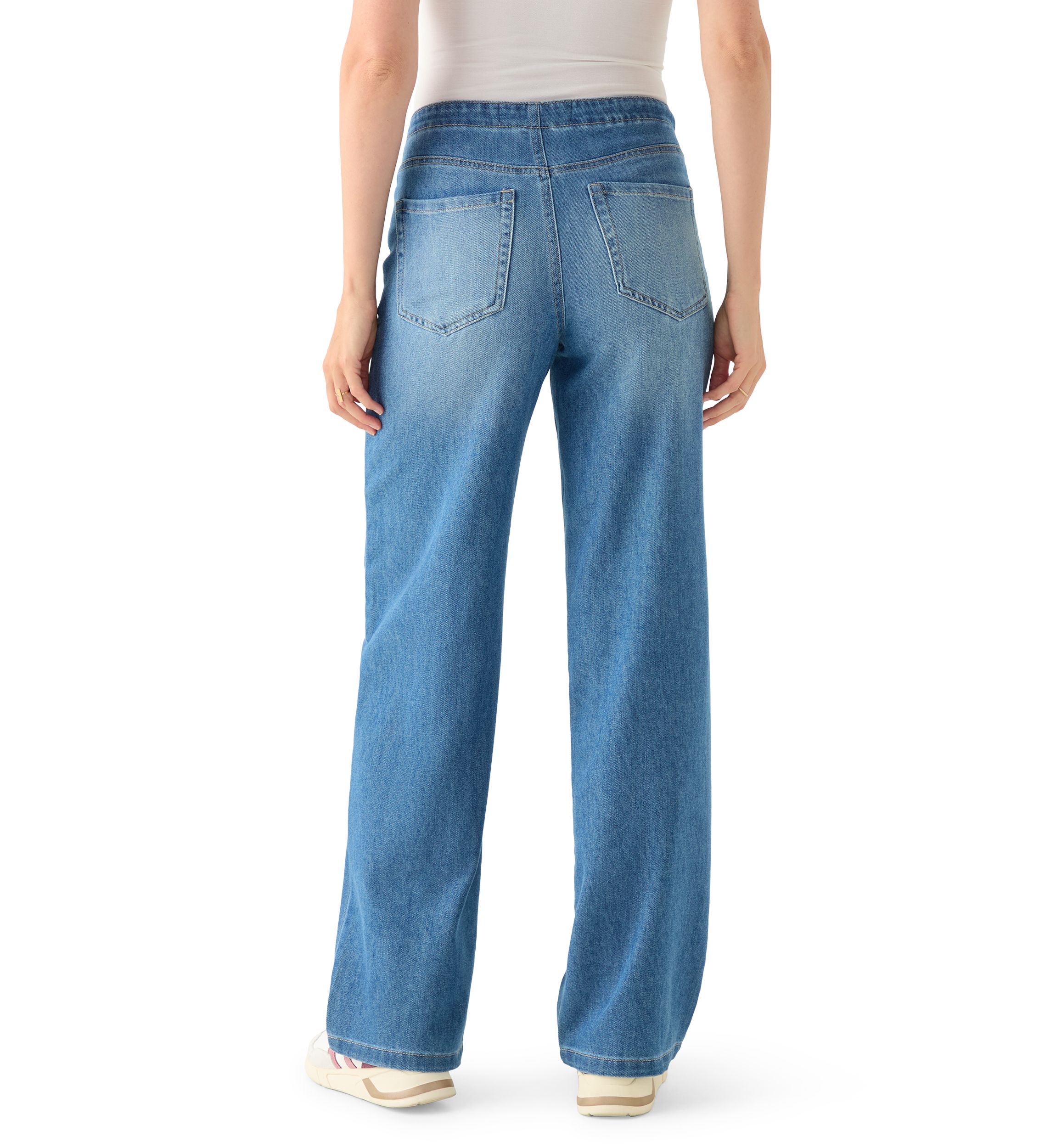 Womens Bungee Waist Baggy Jeans