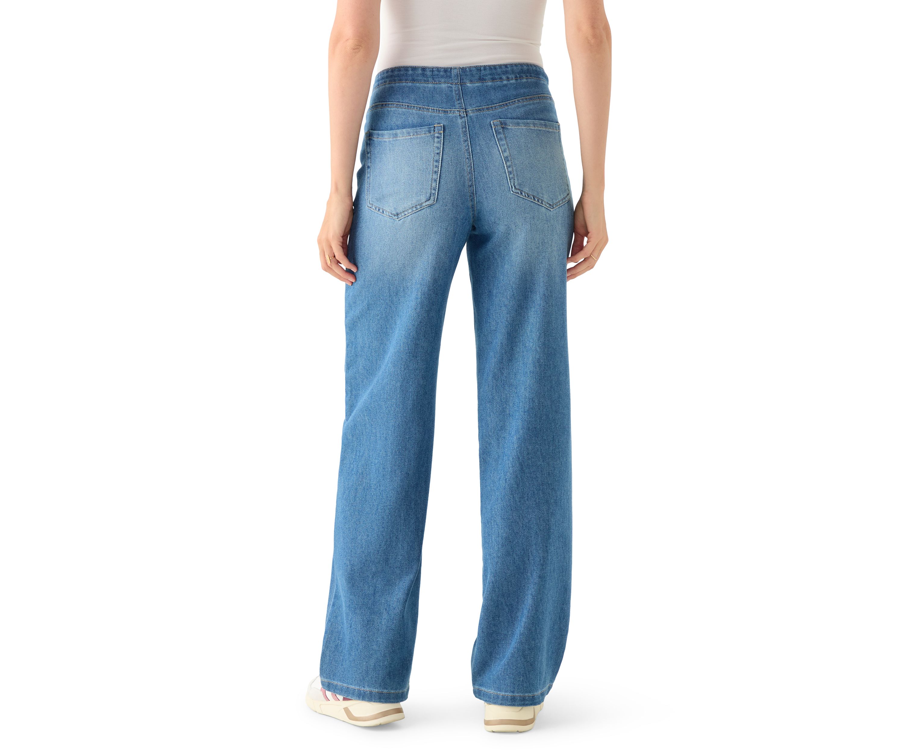 Womens Bungee Waist Baggy Jeans