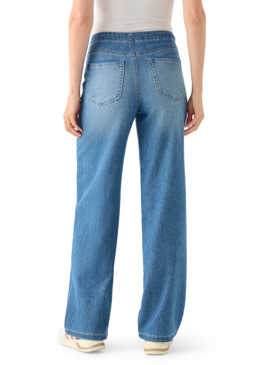 Womens Bungee Waist Baggy Jeans