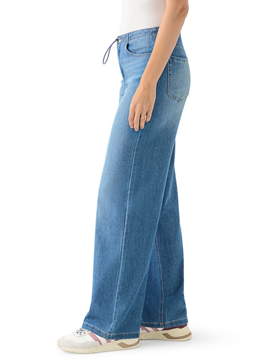 Womens Bungee Waist Baggy Jeans