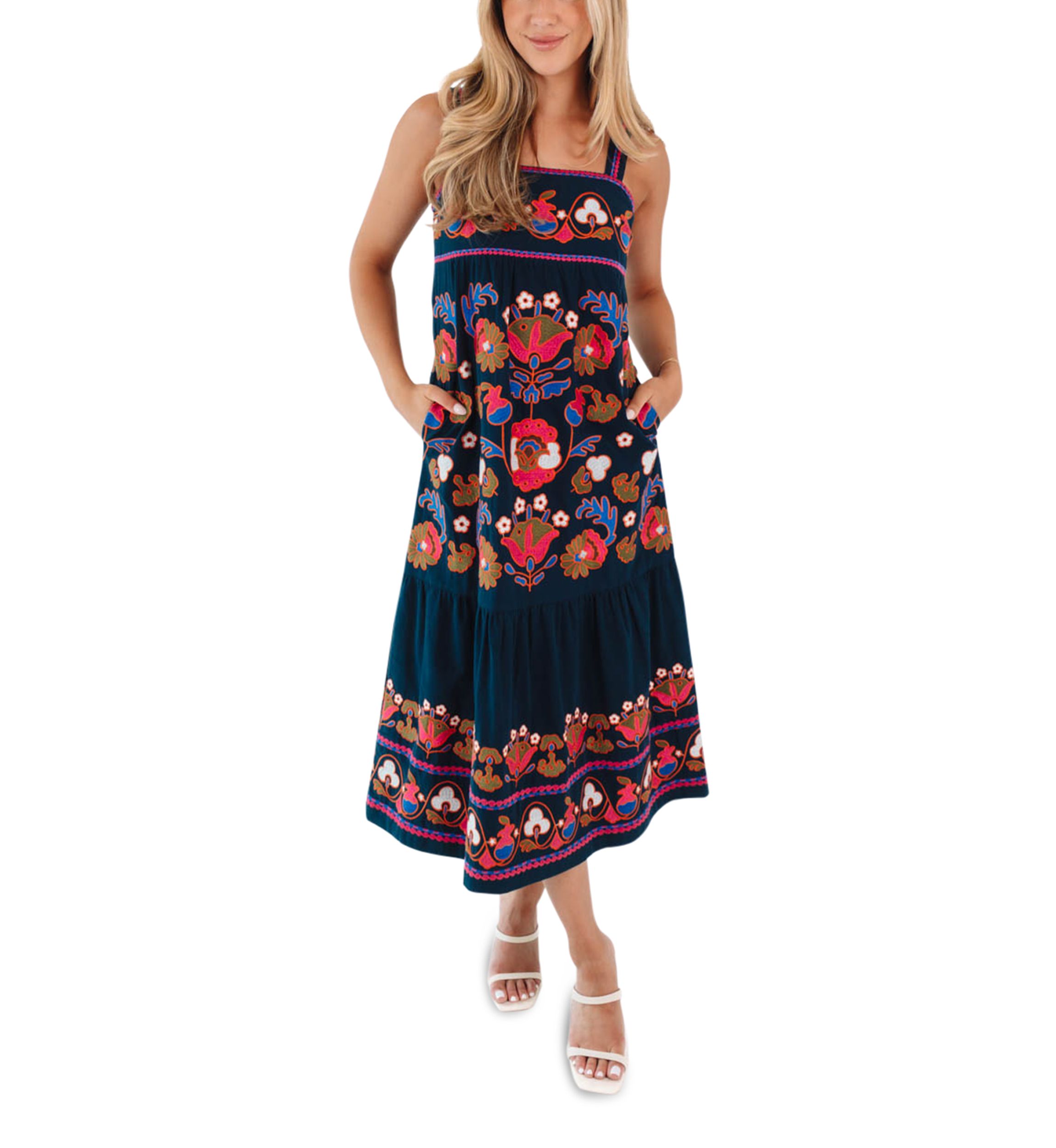 Womens Landon Midi Dress - Navy