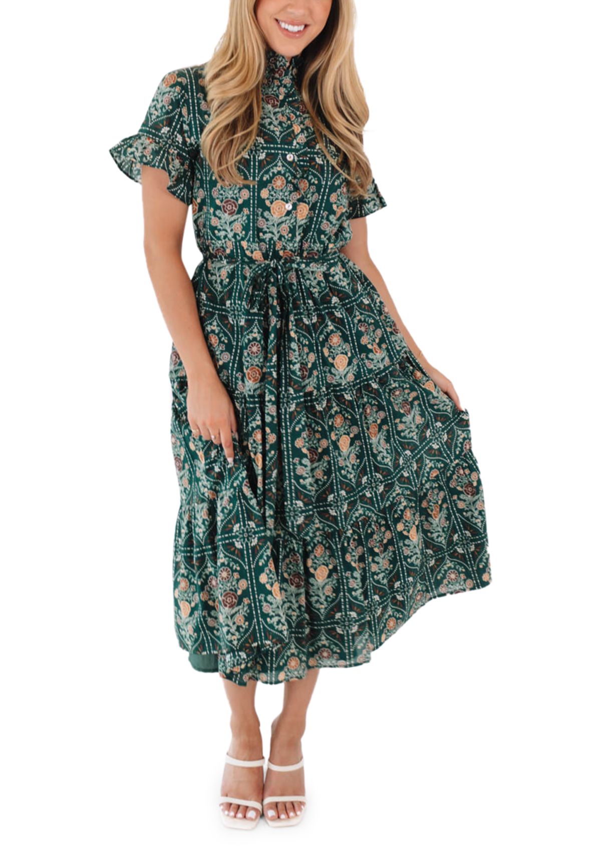 Womens Hazel Button Up Midi Dress