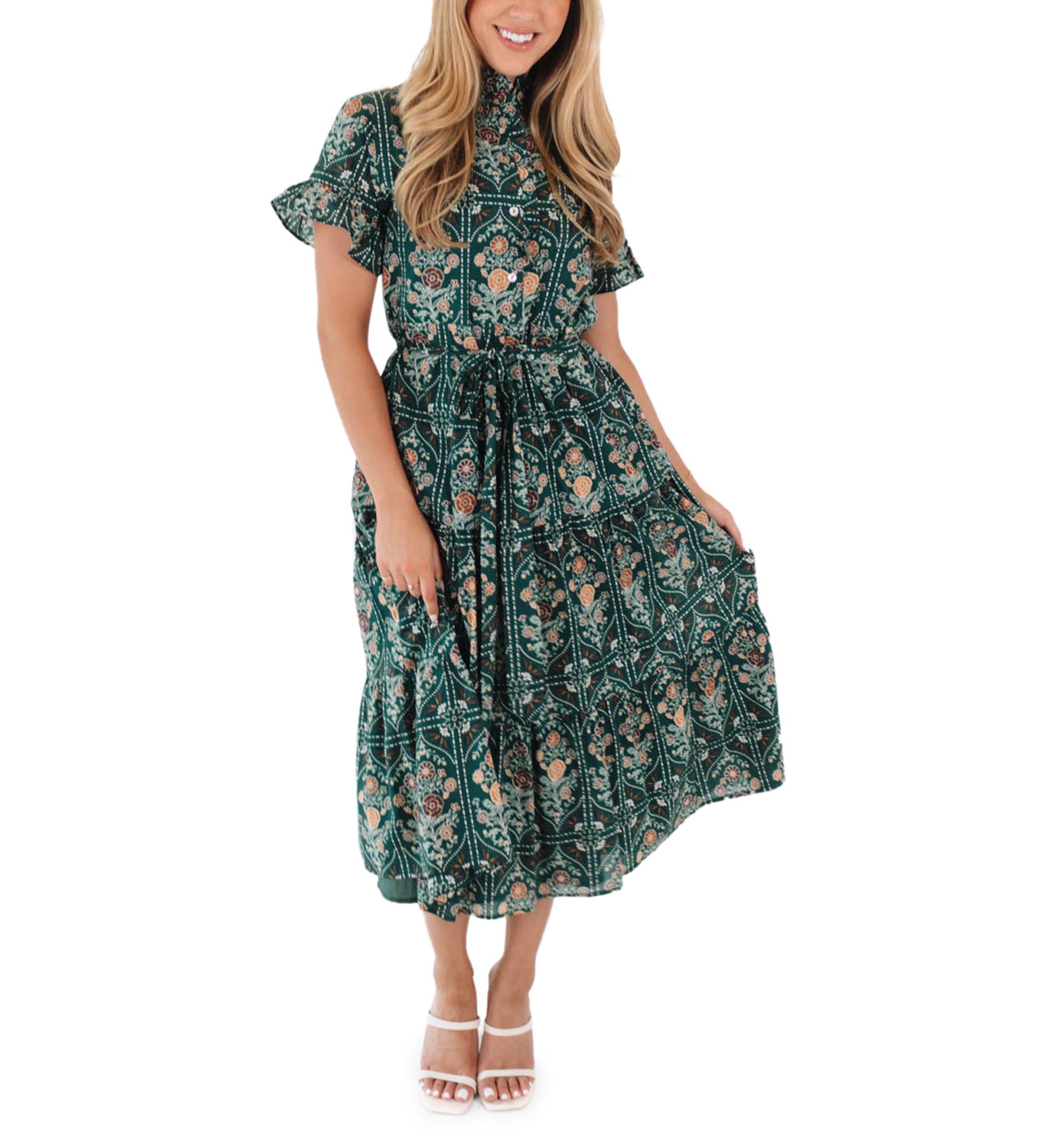 Womens Hazel Button Up Midi Dress