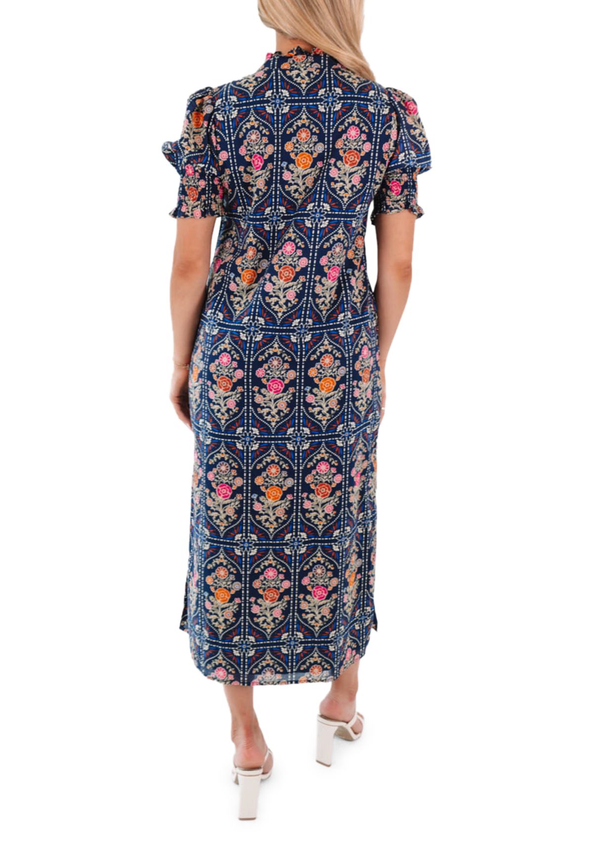 Womens Torian Ruffle Neck Midi Dress