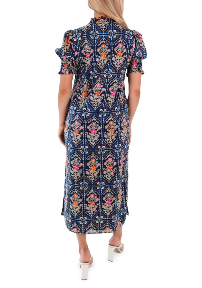 Womens Torian Ruffle Neck Midi Dress