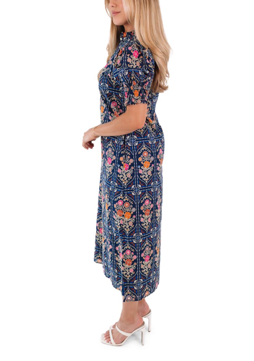 Womens Torian Ruffle Neck Midi Dress