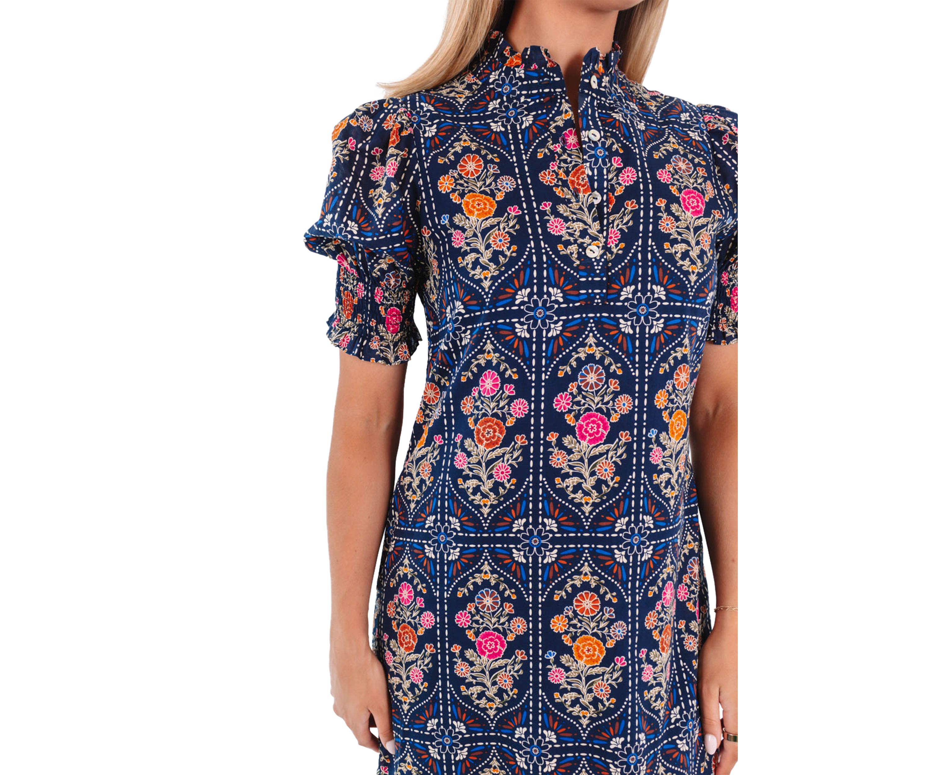 Womens Torian Ruffle Neck Midi Dress