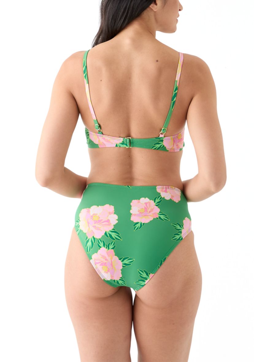 Floral Button Front Swim Top 