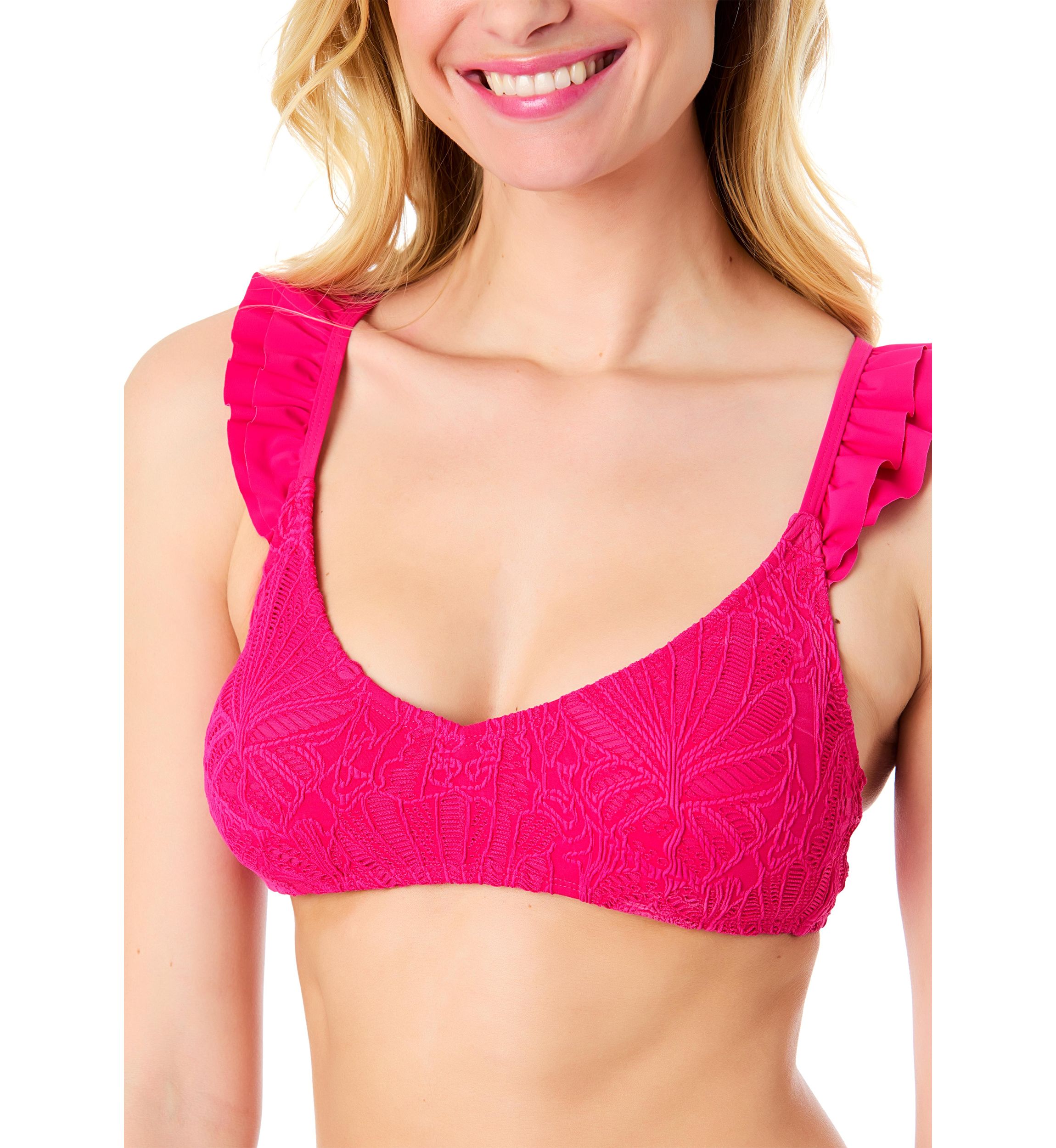 Textured Ruffle X Back Tankini Swim Top