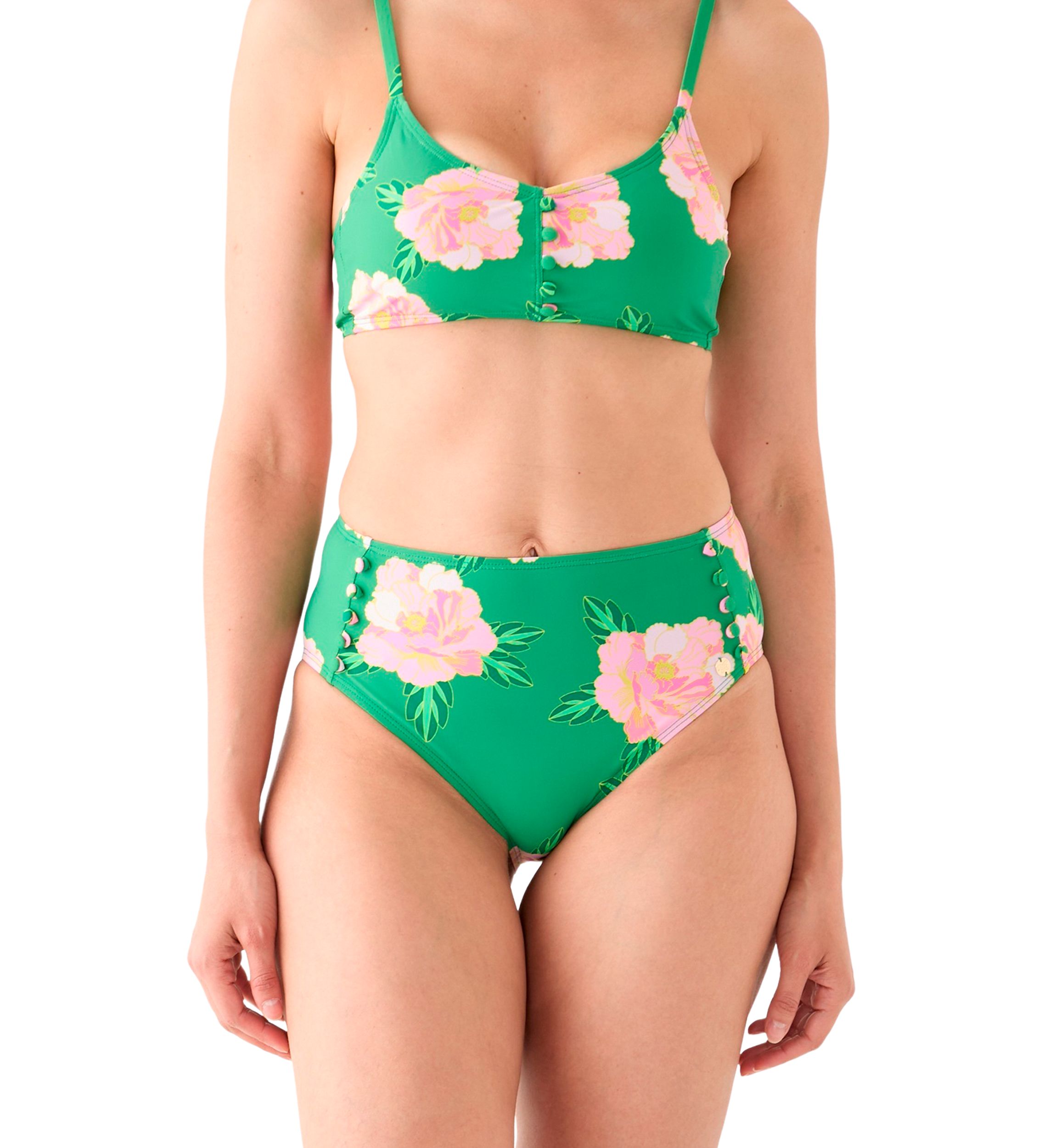 Floral Button Swim Bottoms 