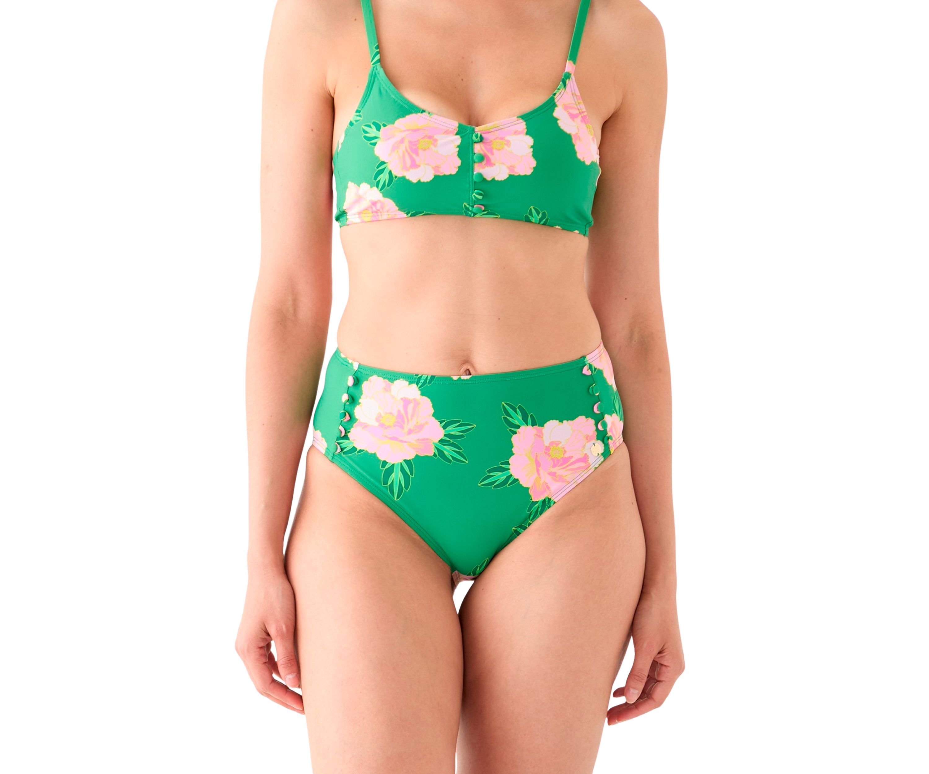 Floral Button Swim Bottoms 