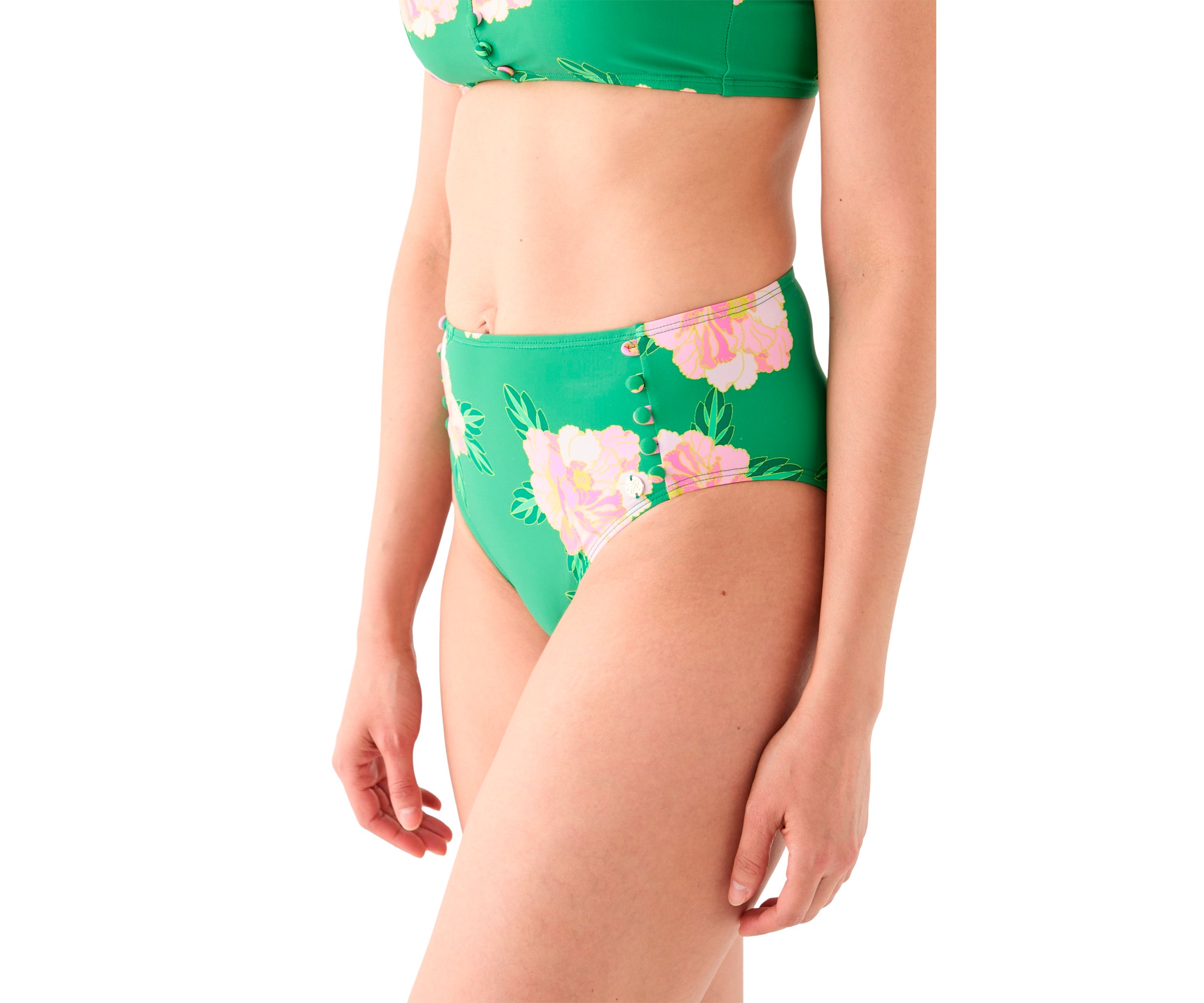 Floral Button Swim Bottoms 