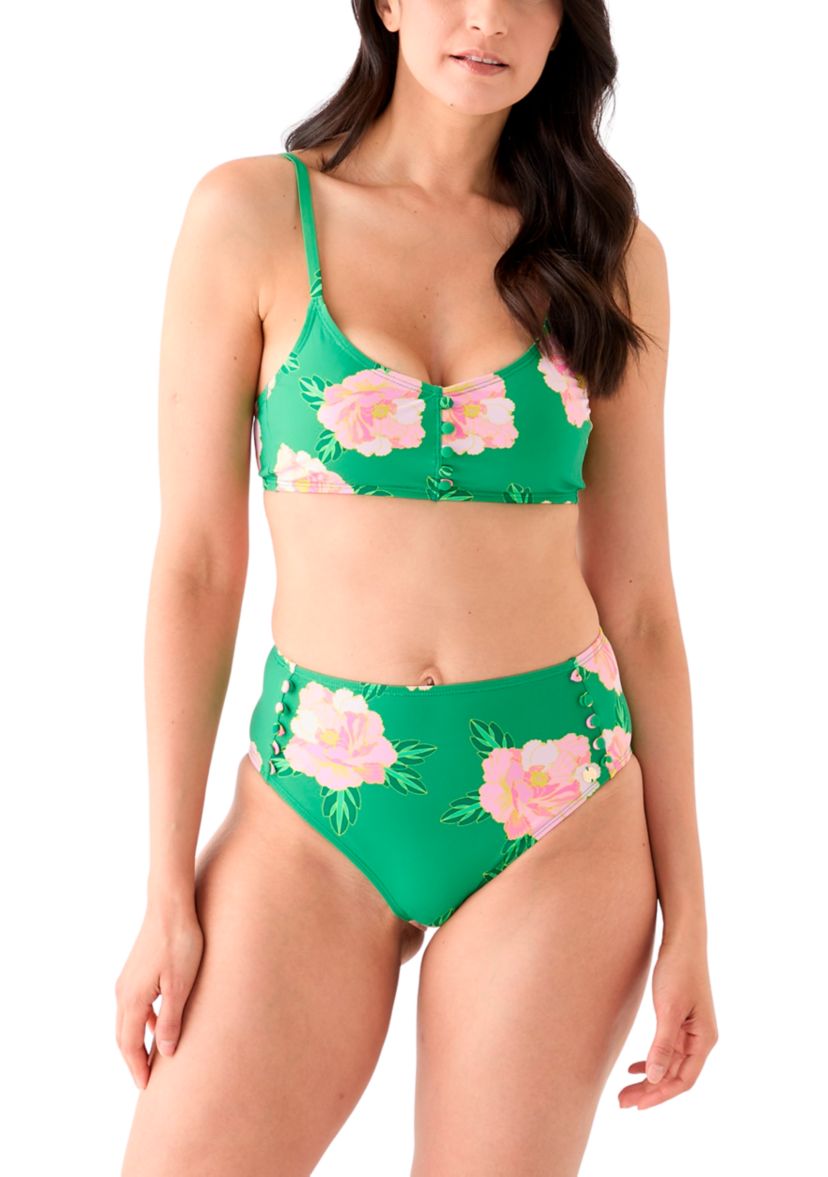 Floral Button Swim Bottoms 