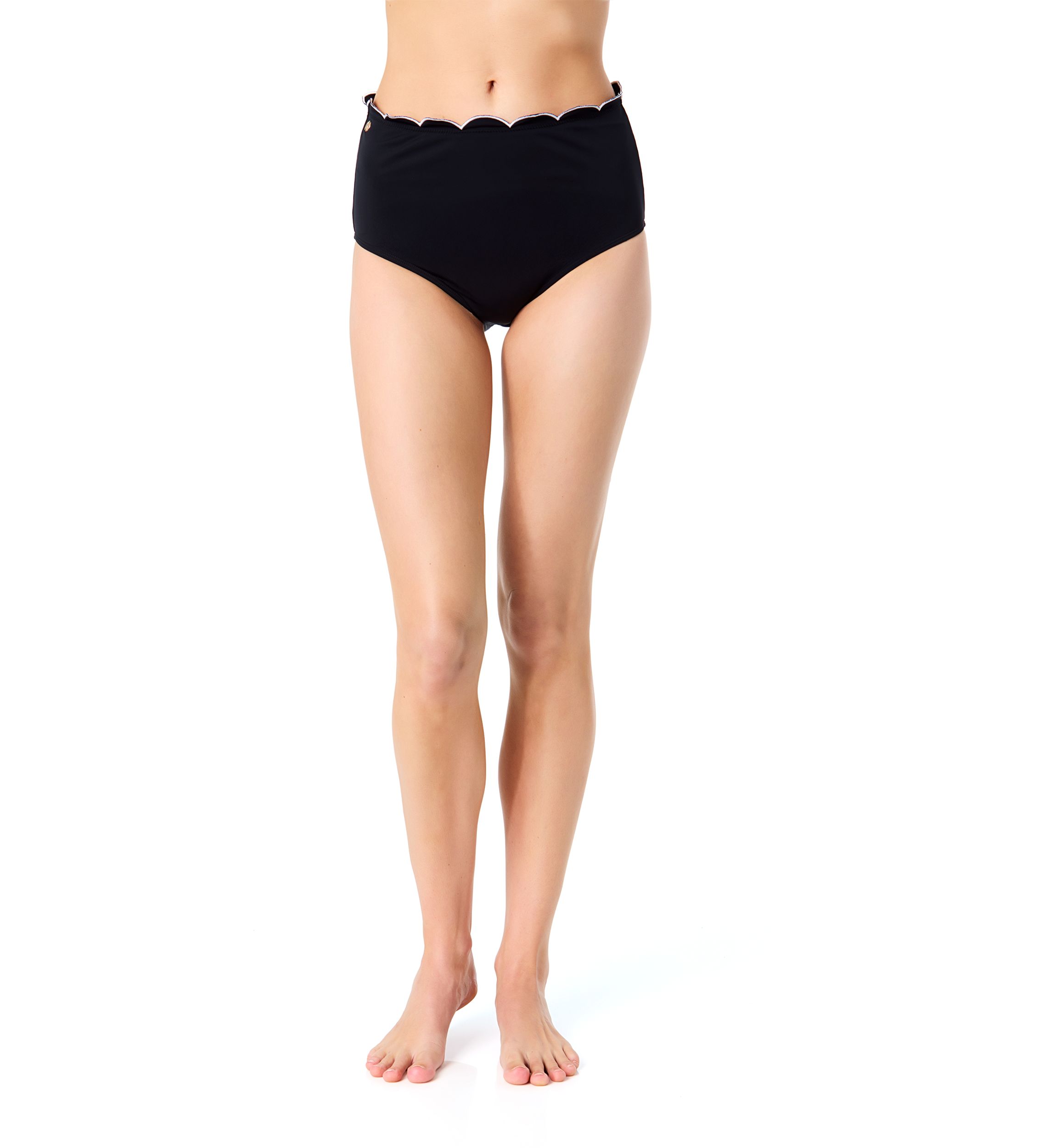 Scalloped High Waist Swim Bottoms