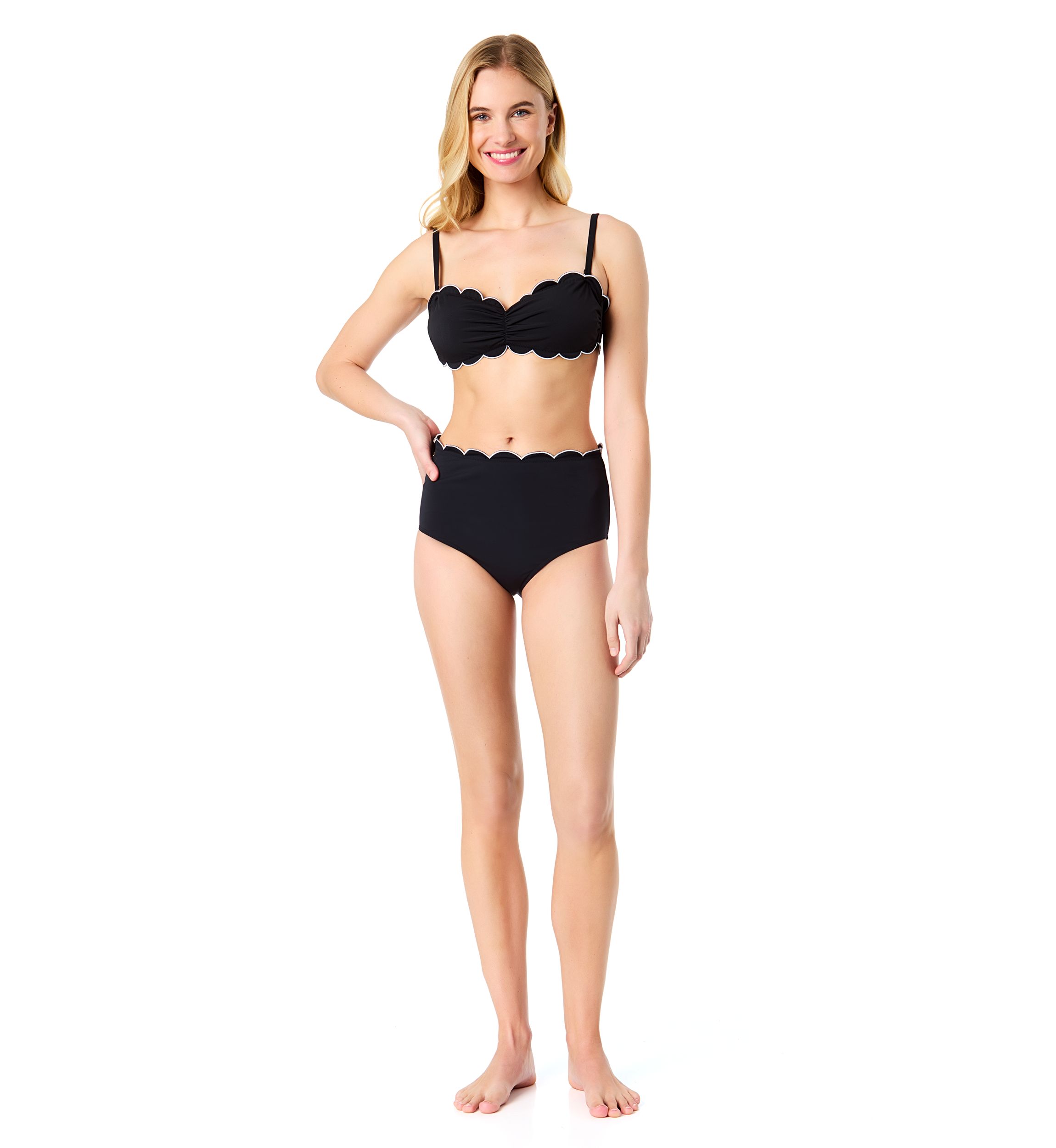 Scalloped High Waist Swim Bottoms