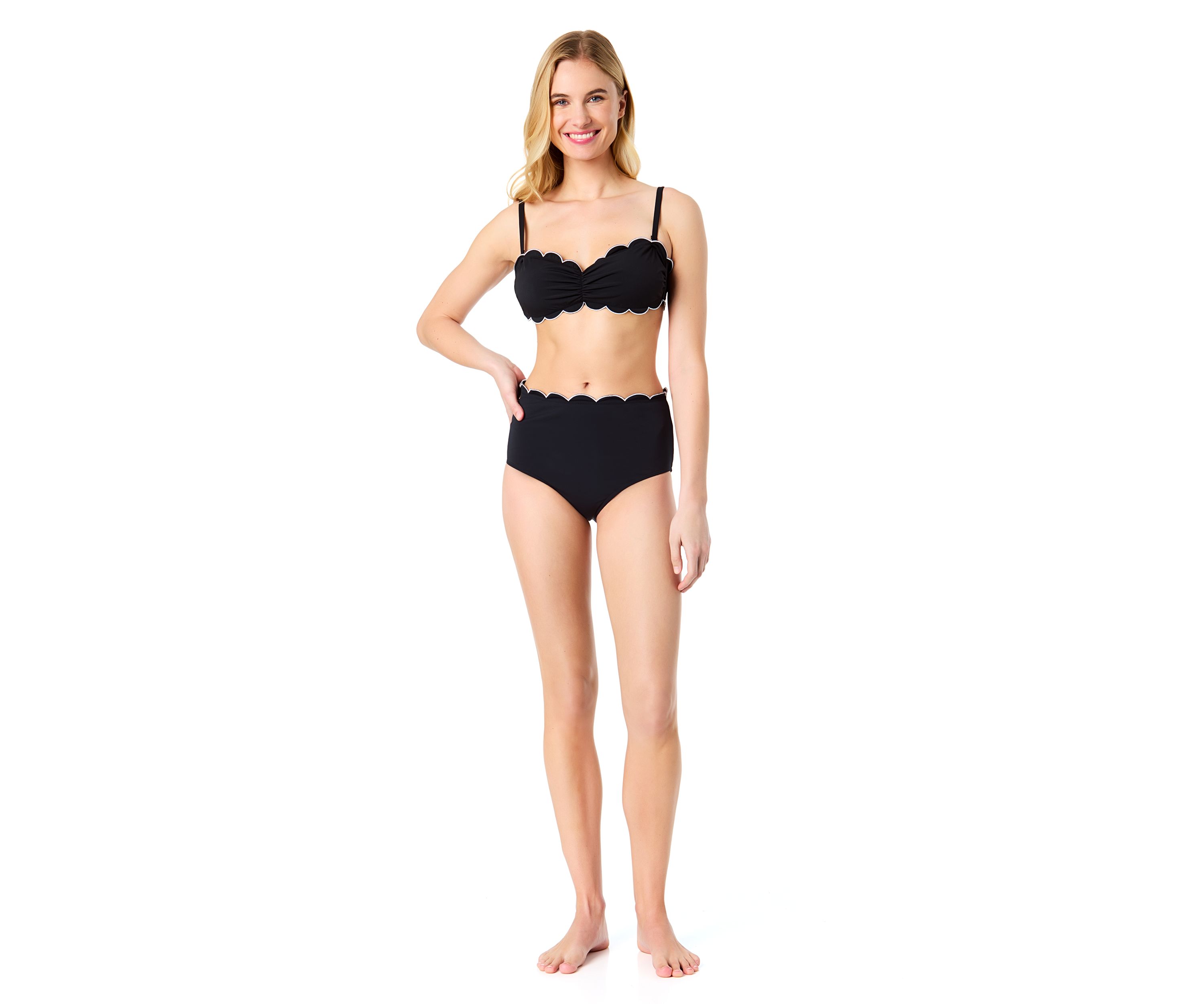Scalloped High Waist Swim Bottoms