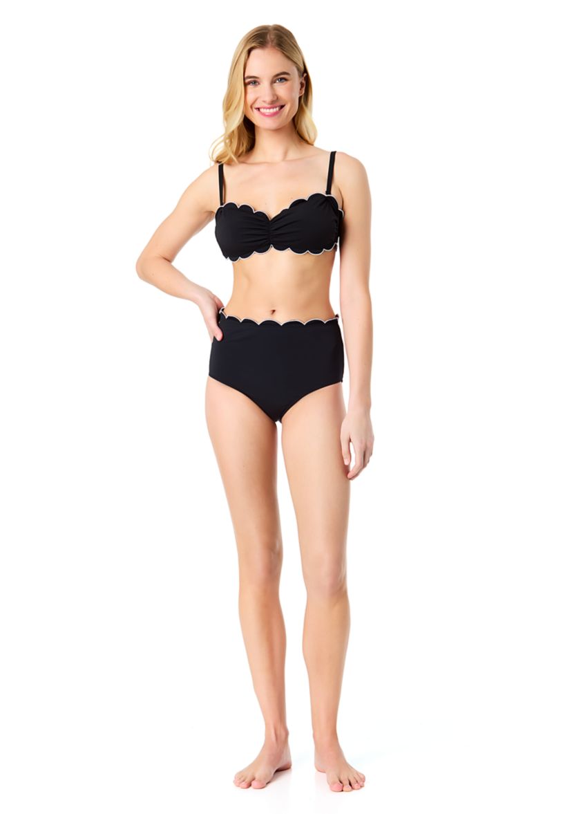 Scalloped High Waist Swim Bottoms